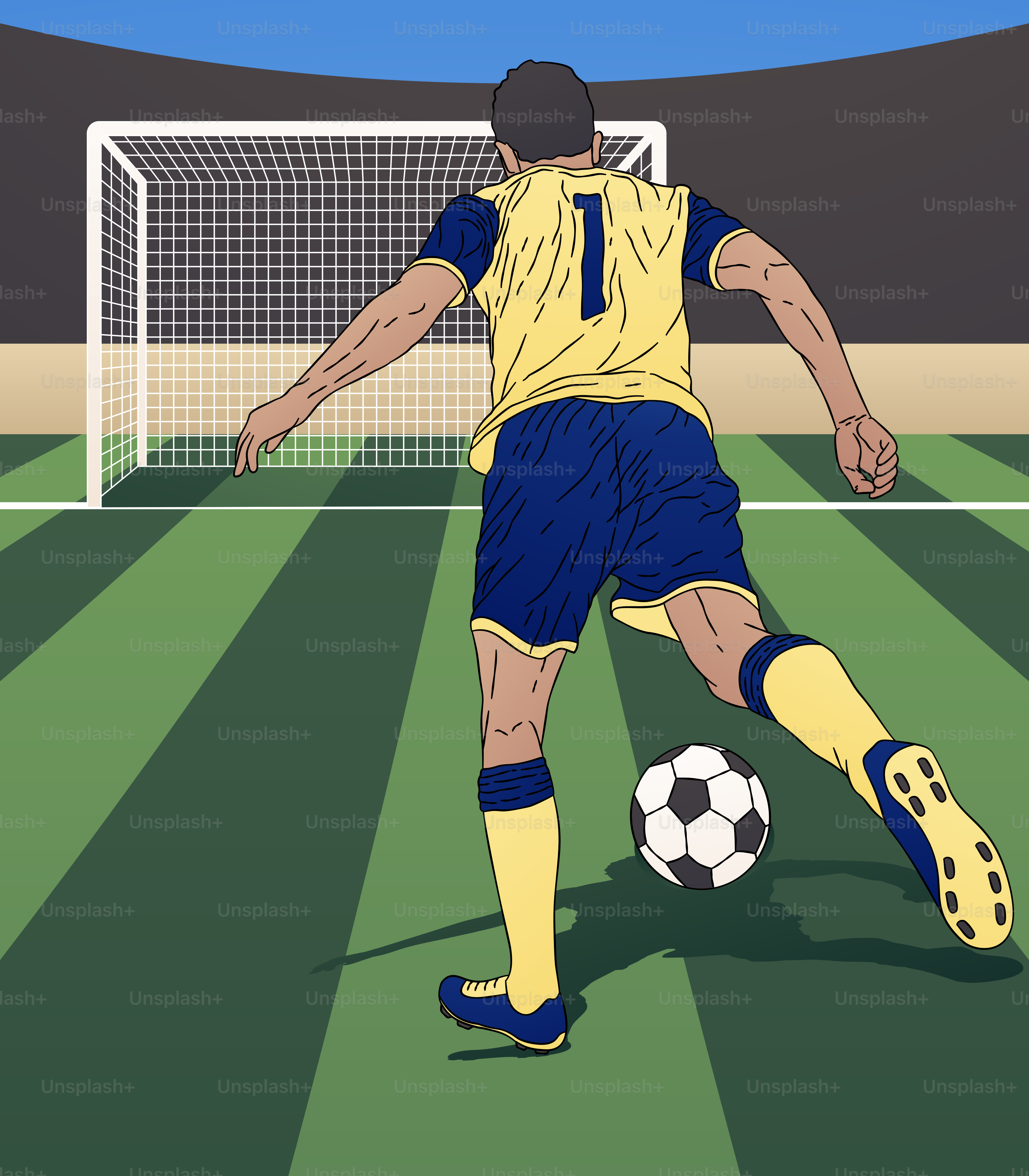 Un hombre pateando un balón de fútbol a través de un campo