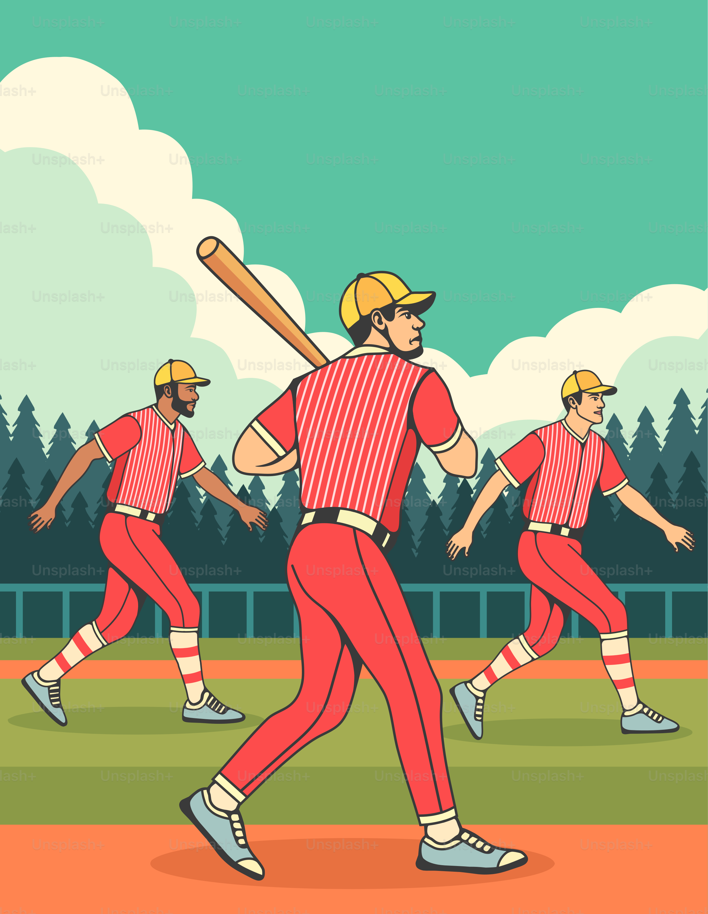 Un hombre sosteniendo un bate de béisbol sobre un campo vector – Imagen de  Al aire libre en Unsplash, image size:3000x3869