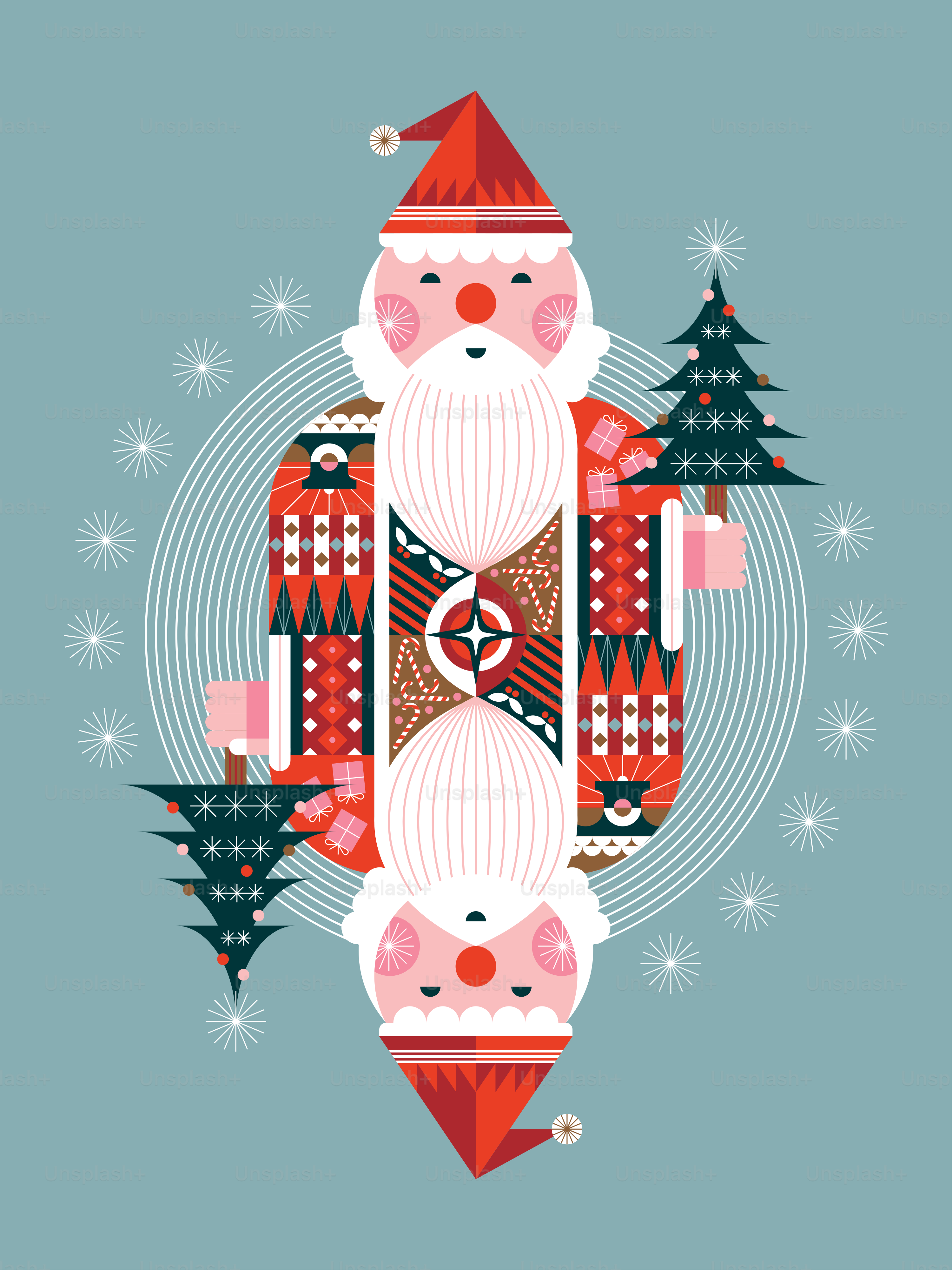 Una cartolina di Natale con sopra un Babbo Natale vettoriale – Immagine ...