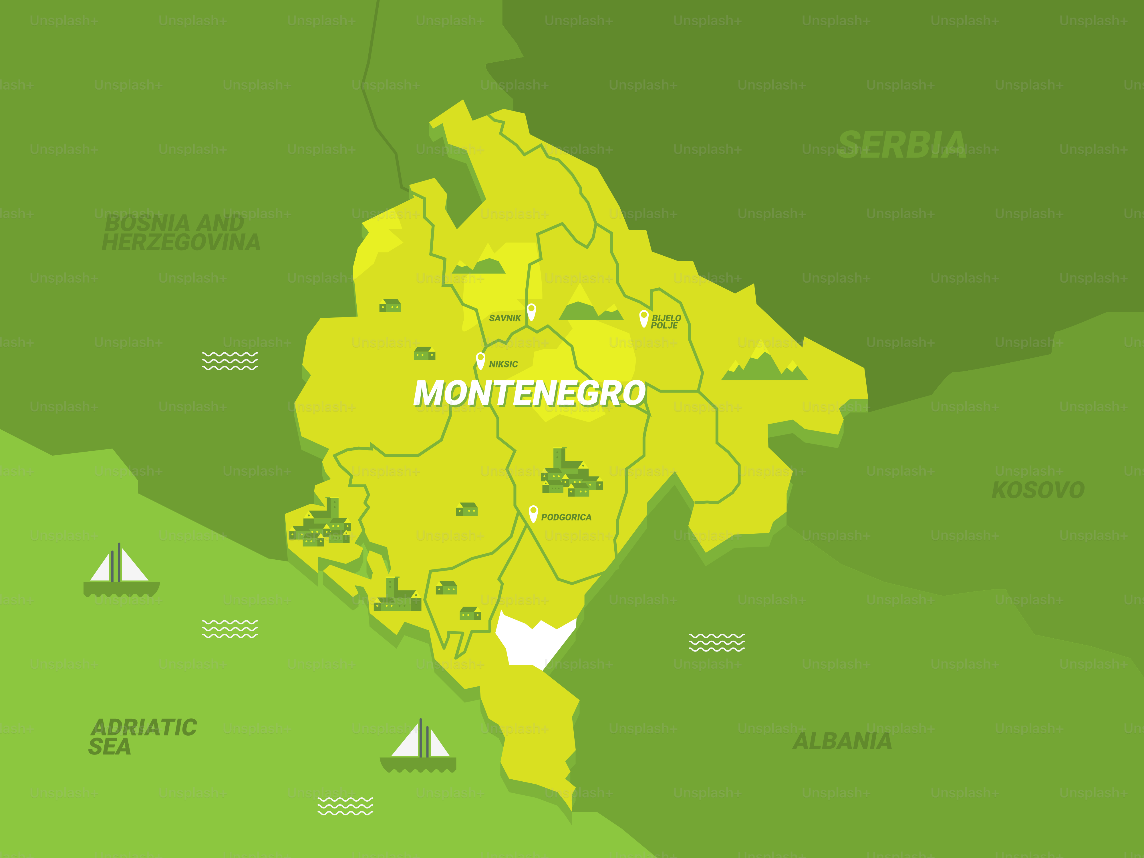 A map of the region of montengero