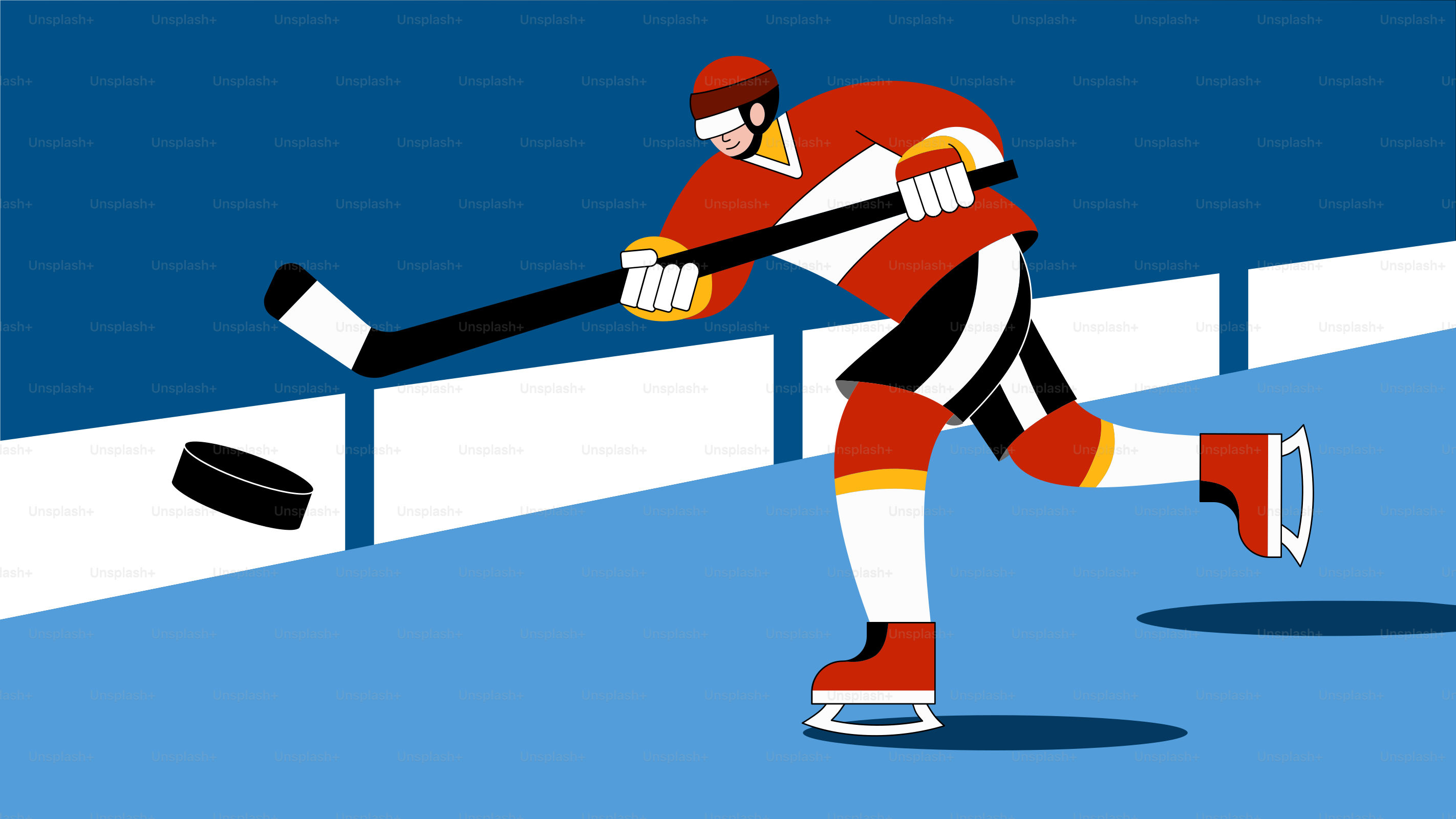 A cartoon of a hockey player playing a game