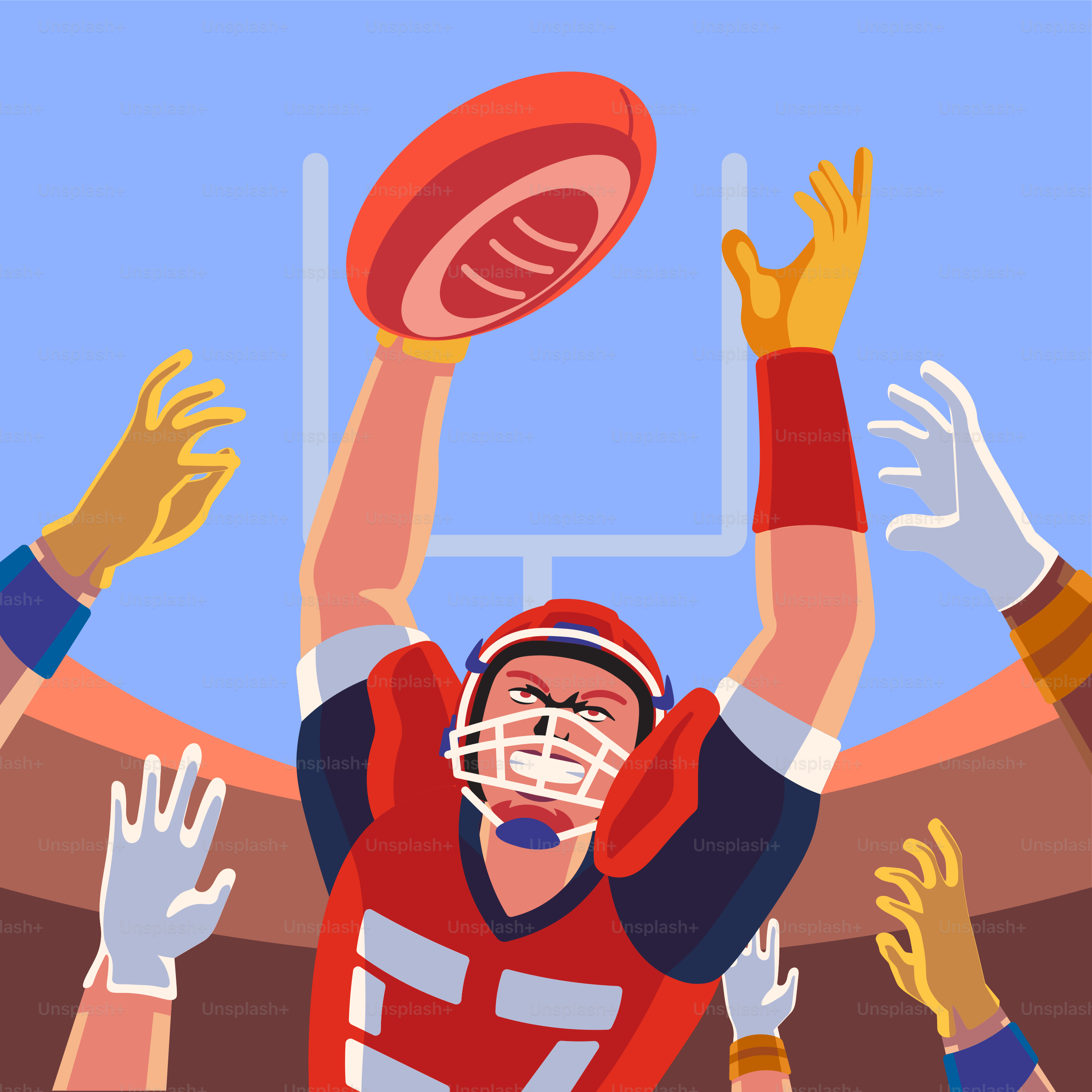 サッカー選手がボールをキャッチするカートゥーン