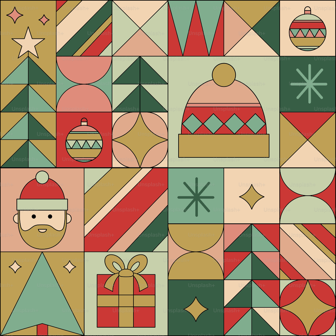 サンタクロースのカラフルなクリスマス柄