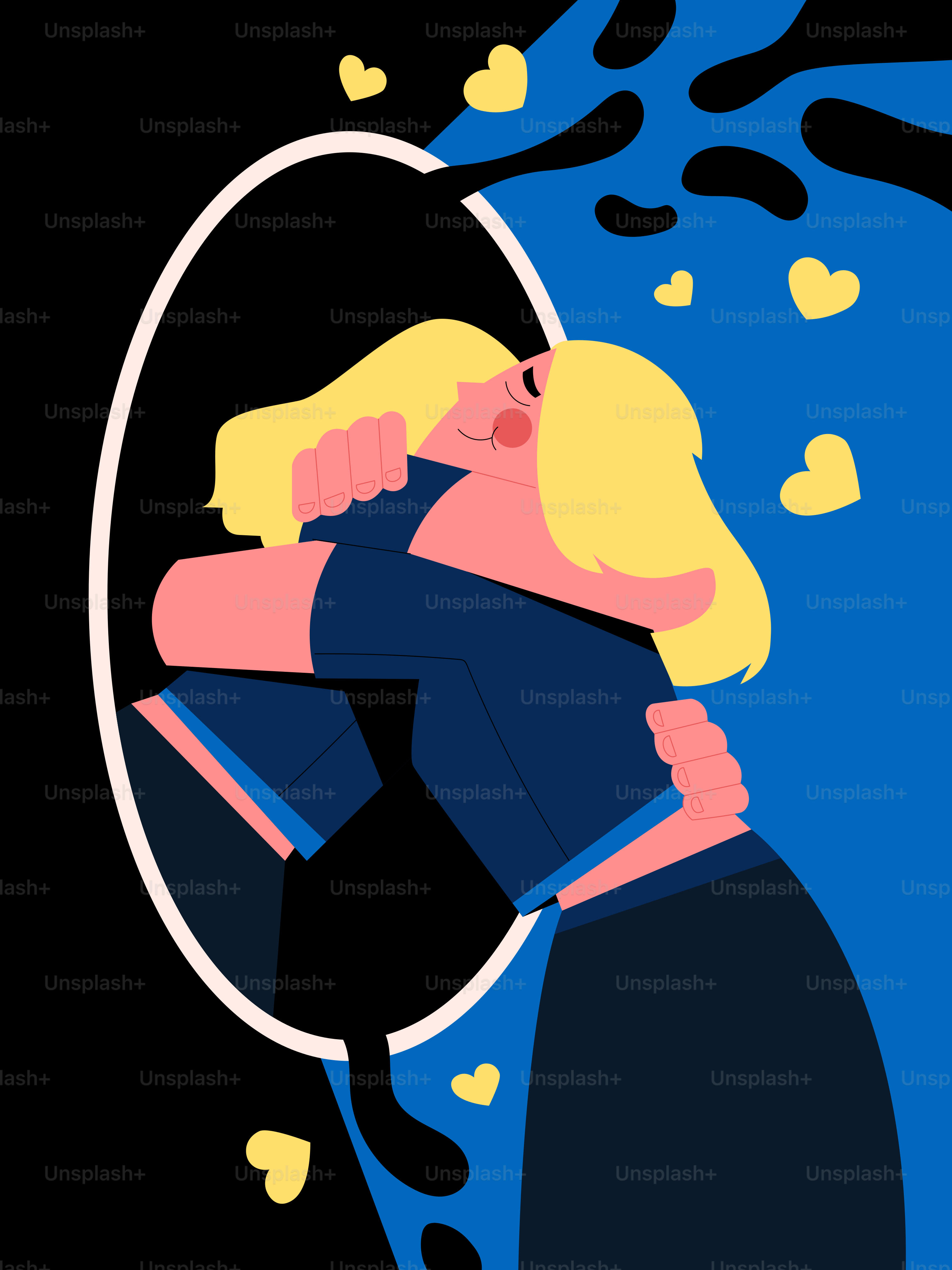 A woman looking at herself in a mirror