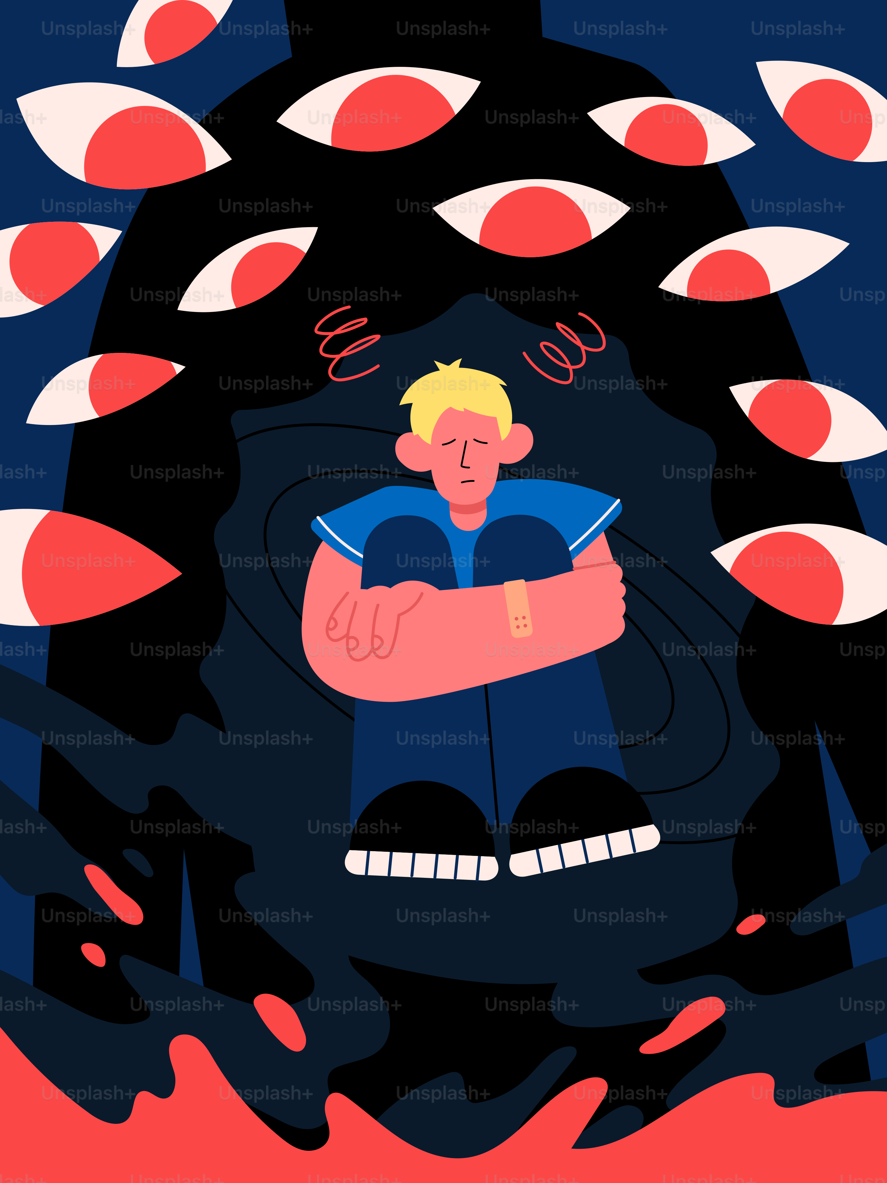 A man reading a book in front of a black and red background