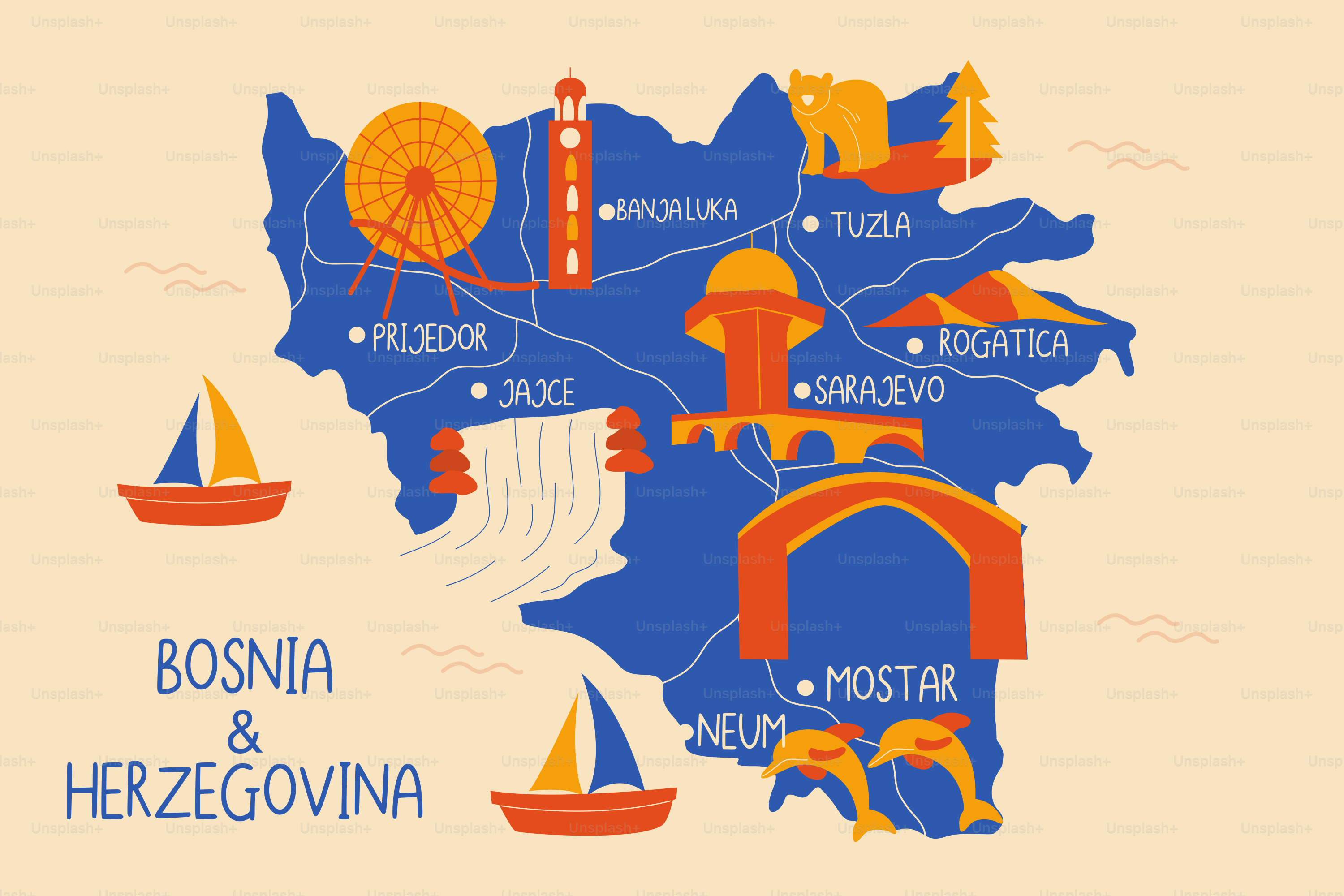 A map of the state of wisconsin with a sailboat