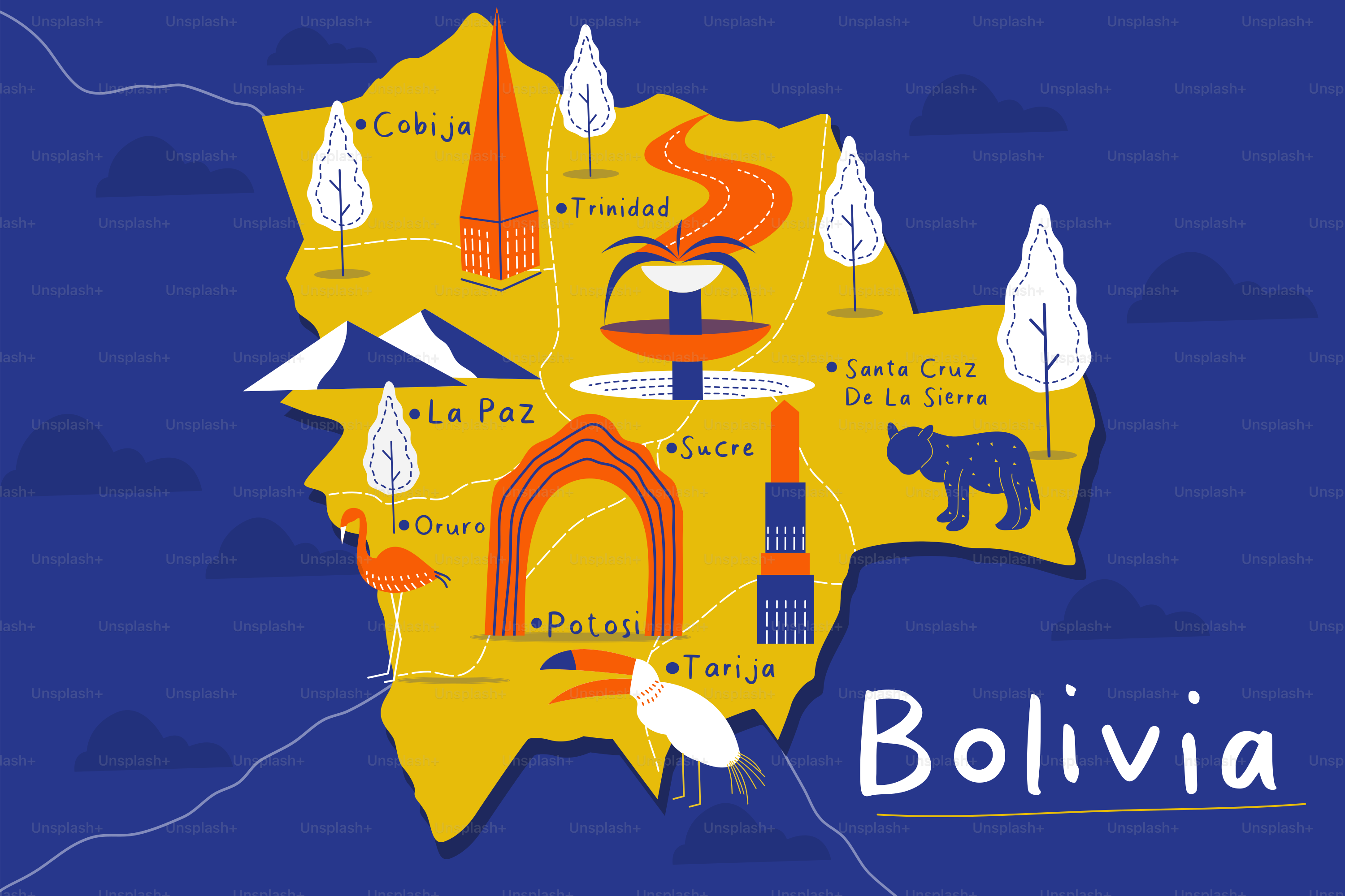 ボリビアの国の地図