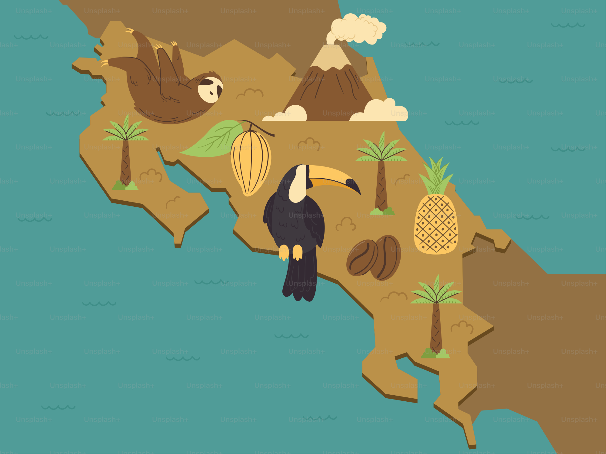 A bird is sitting on a map of the island