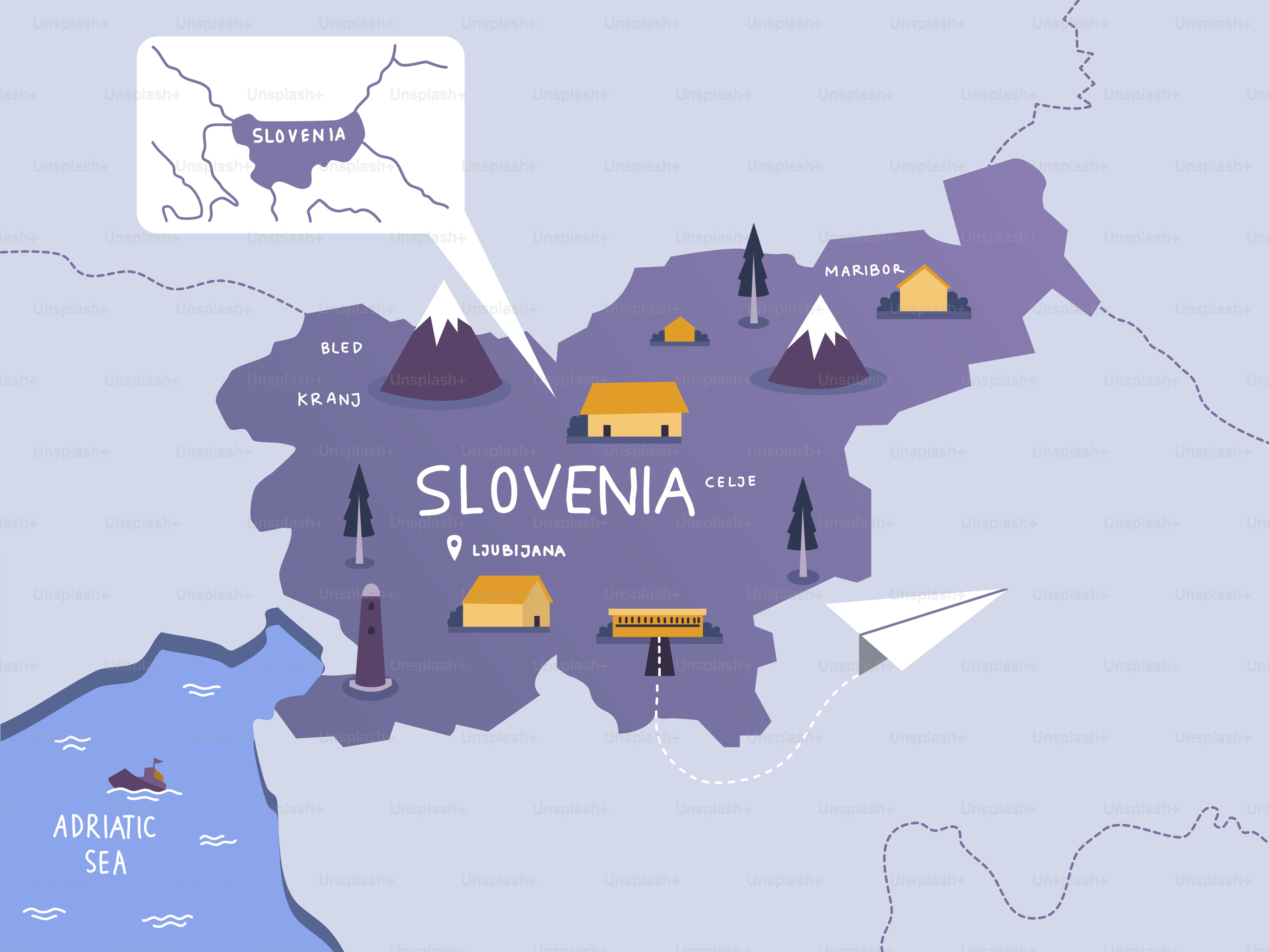 A map of the region of slovenia