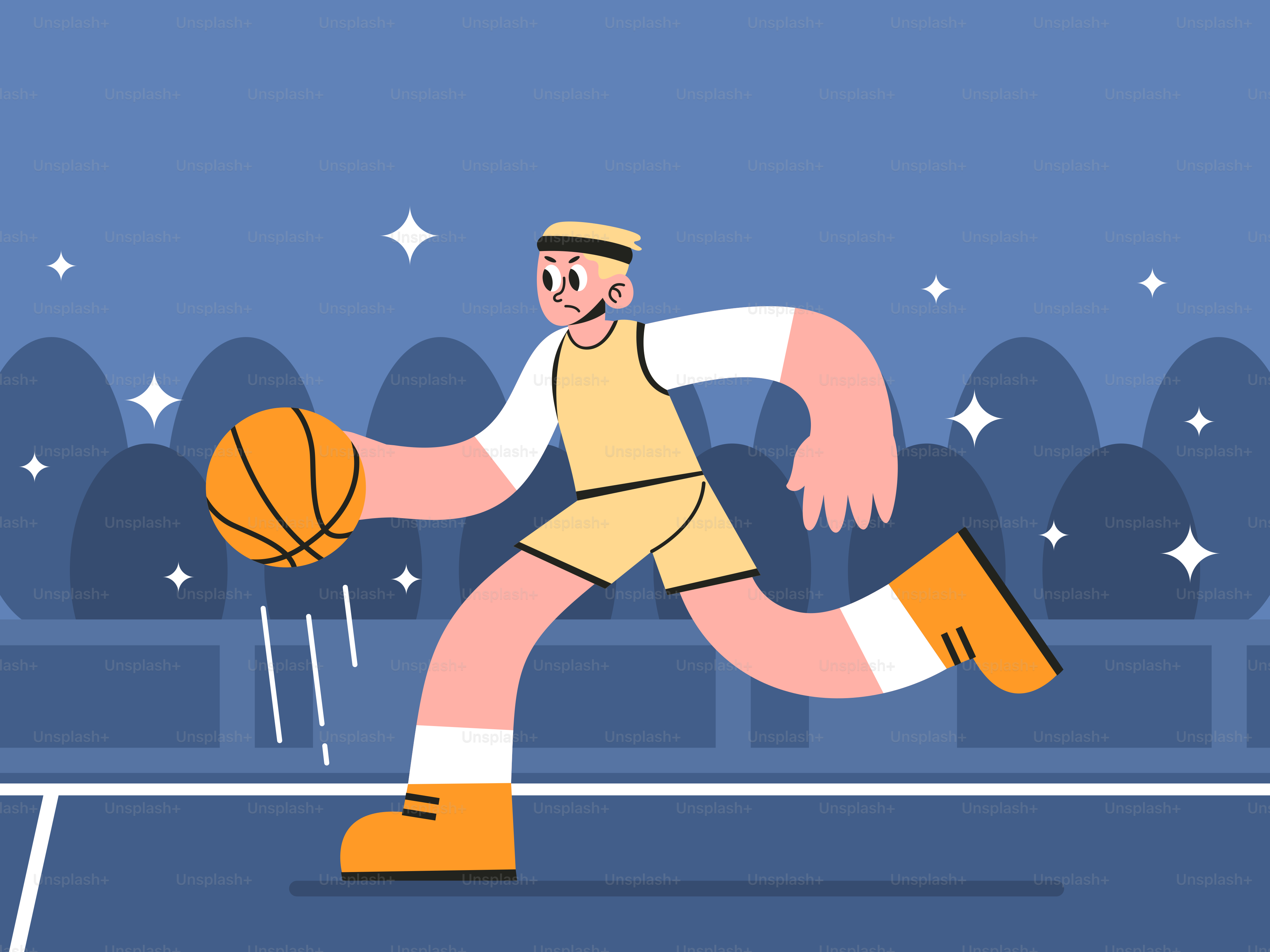 Un uomo sta giocando a basket su un campo