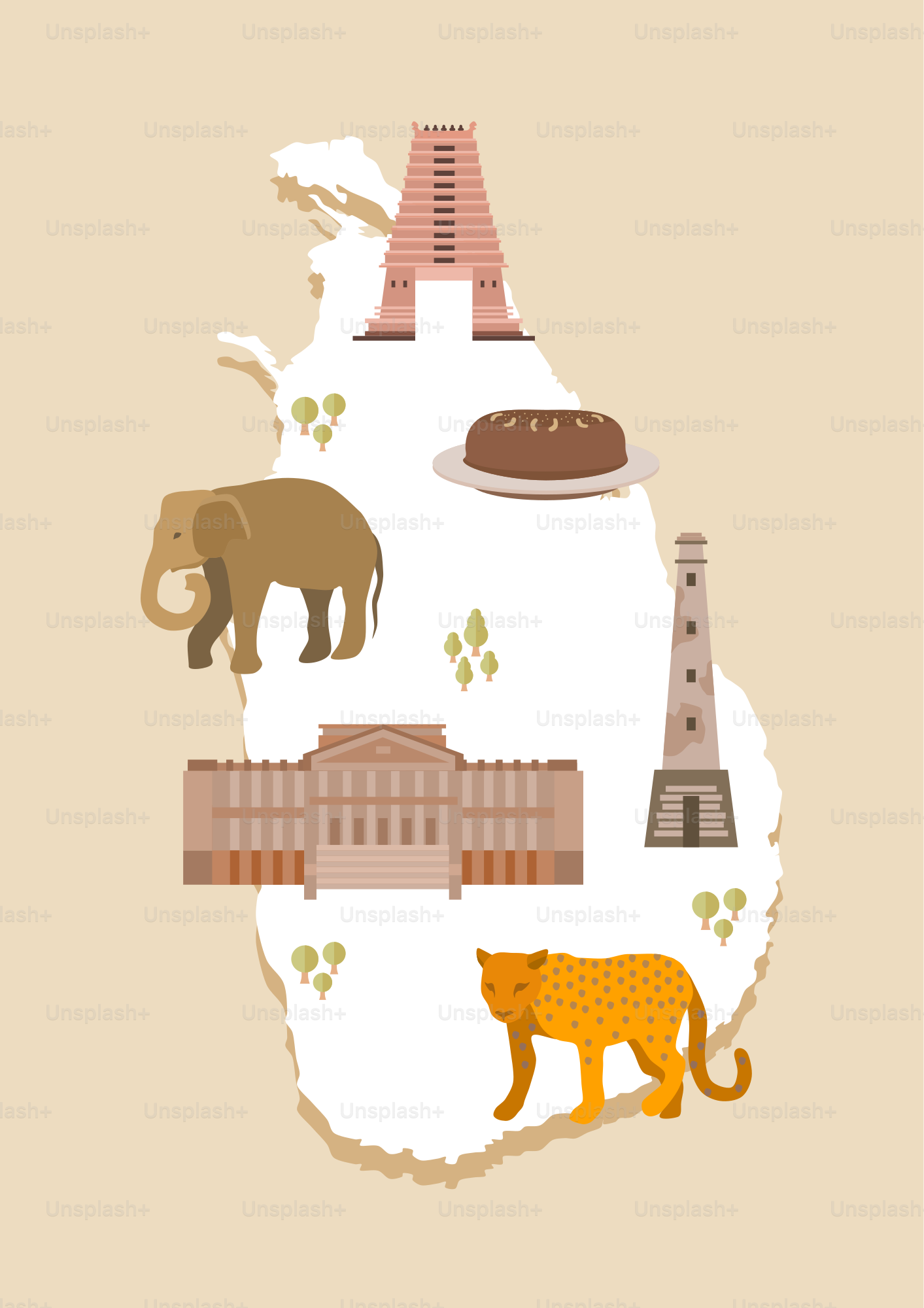 A map of the united states with animals