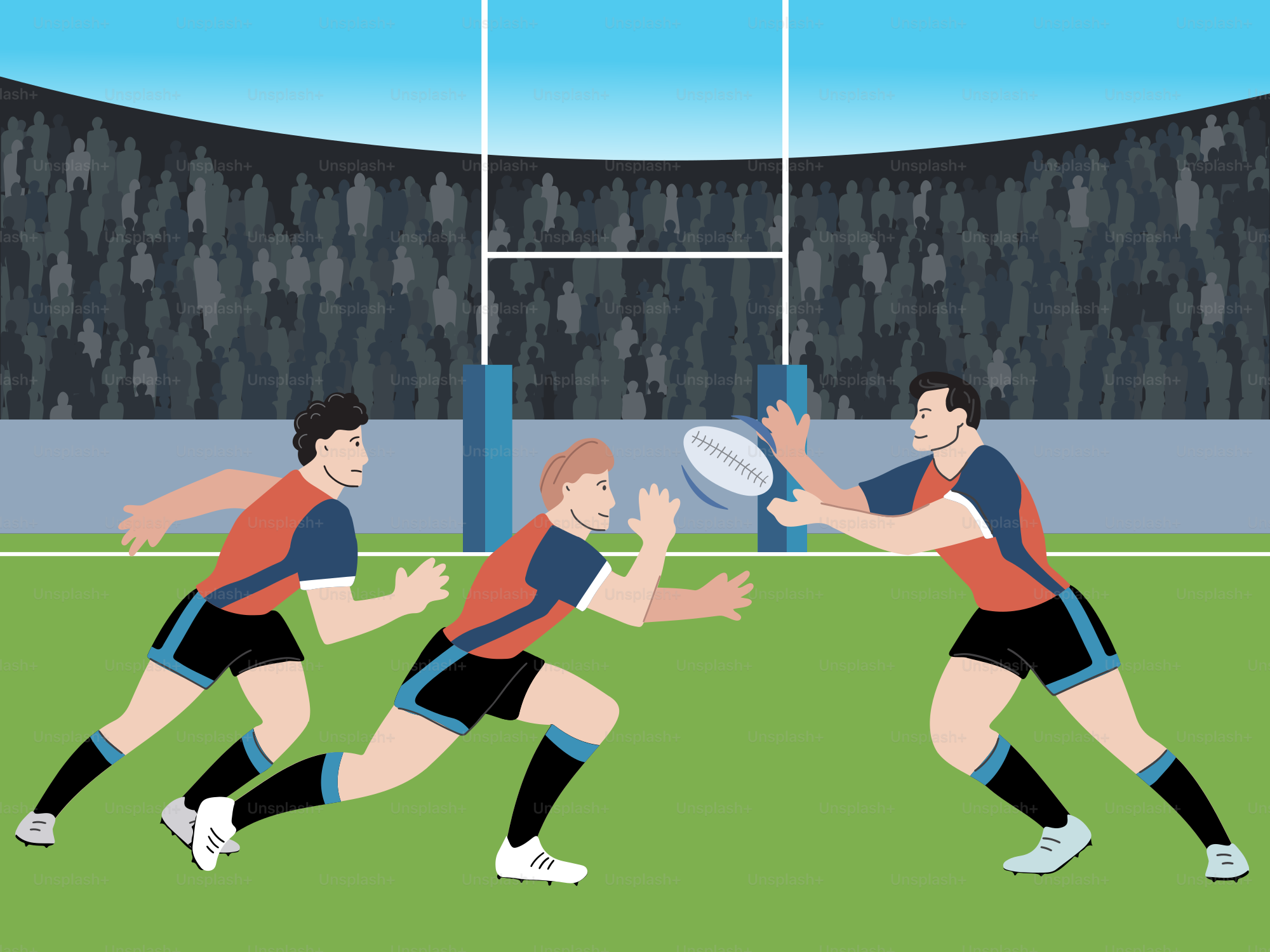 A group of men playing a game of rugby