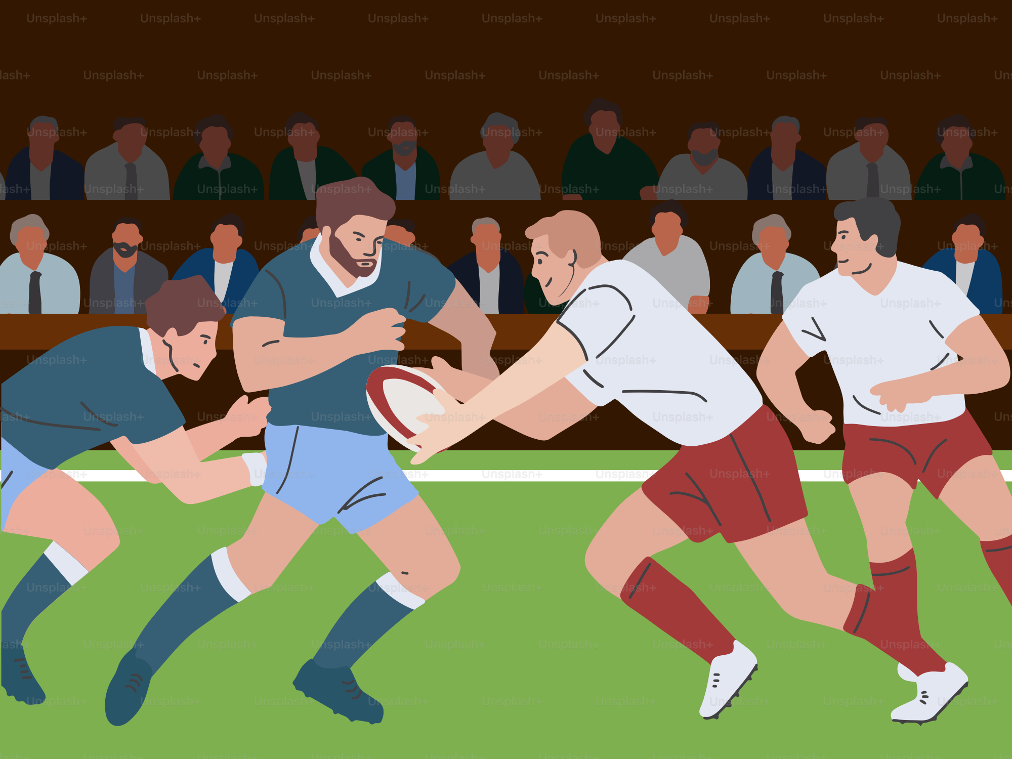 A group of men playing a game of rugby