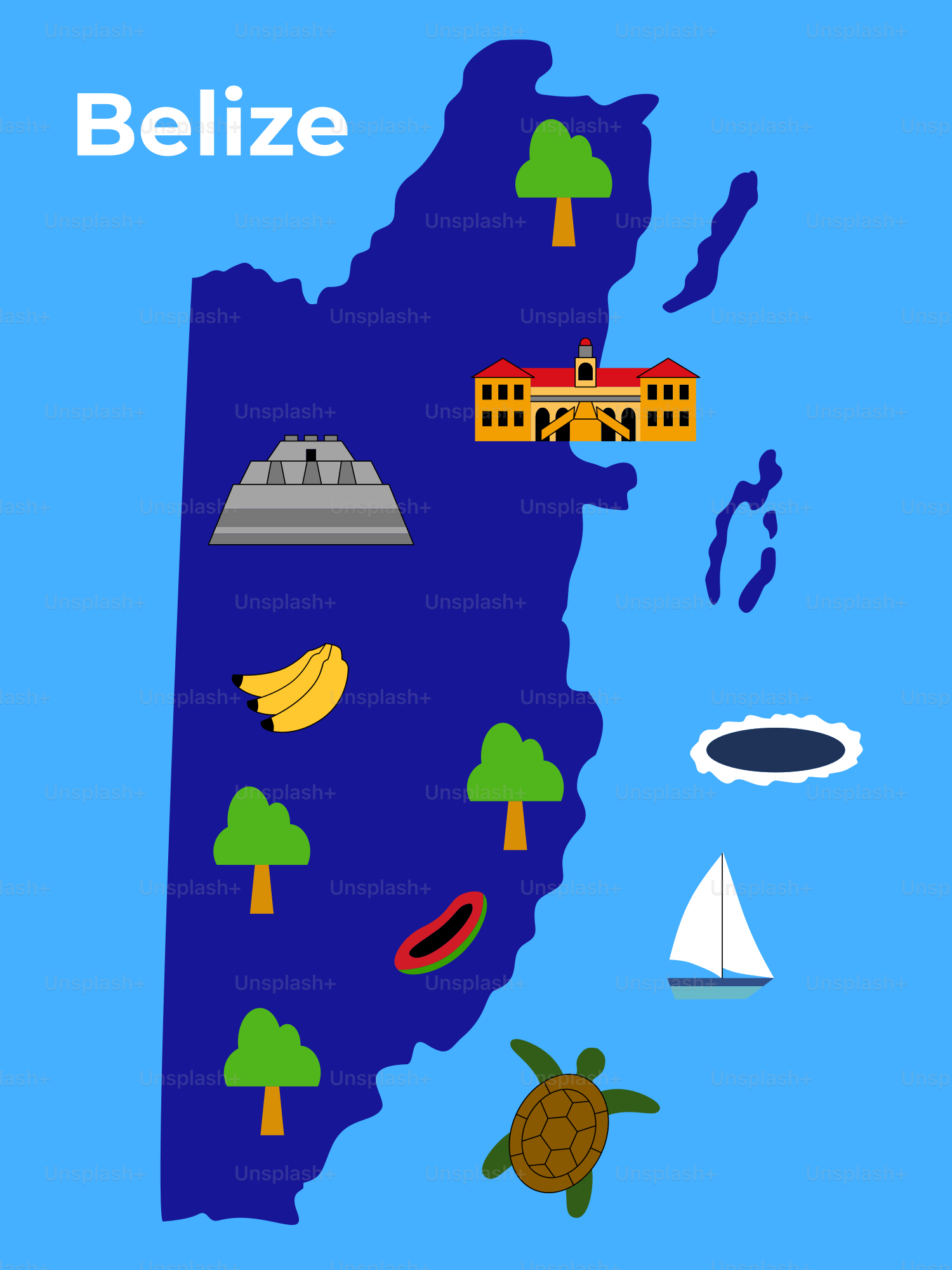 A map of the state of belize