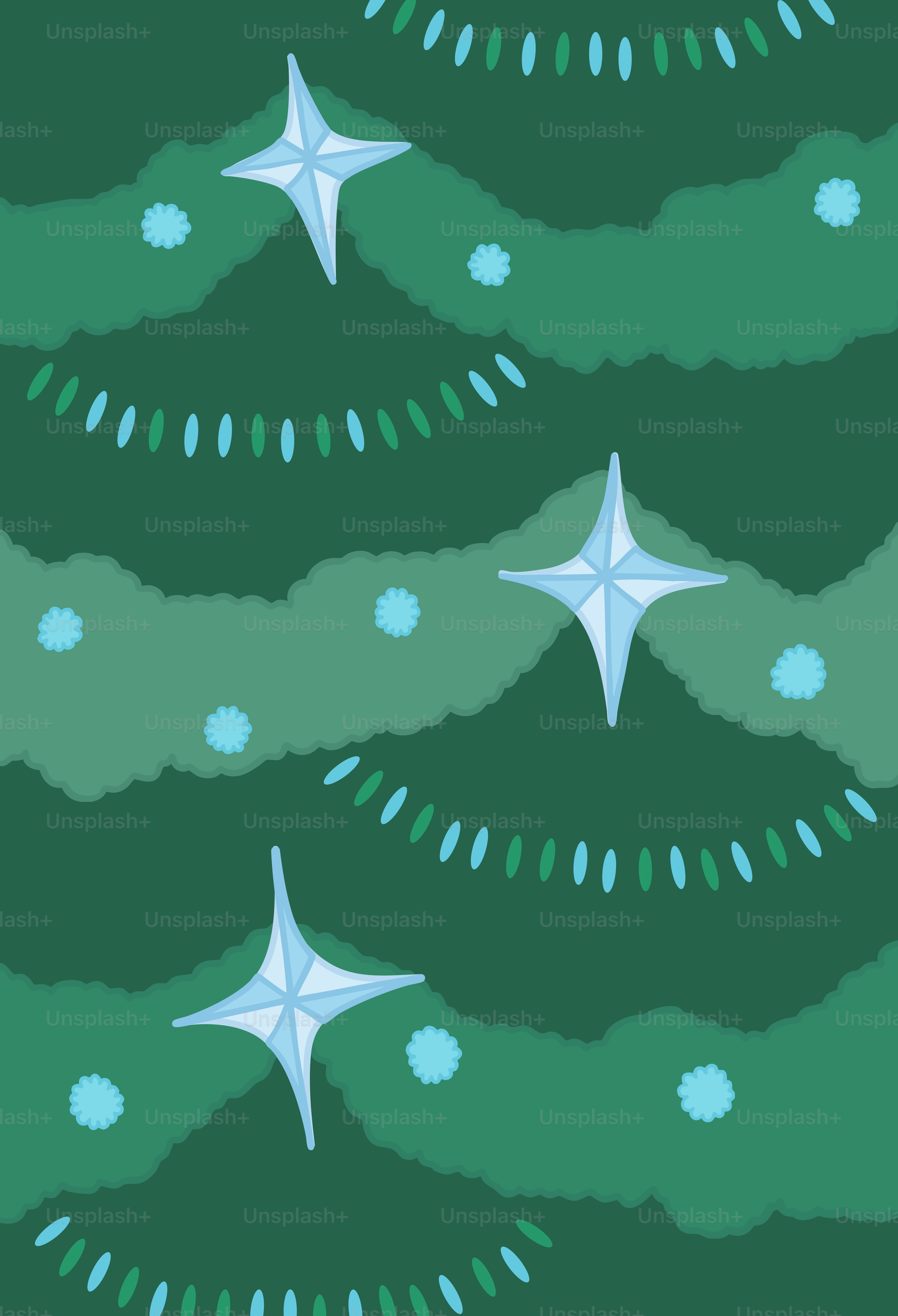 A green christmas tree with white stars on it