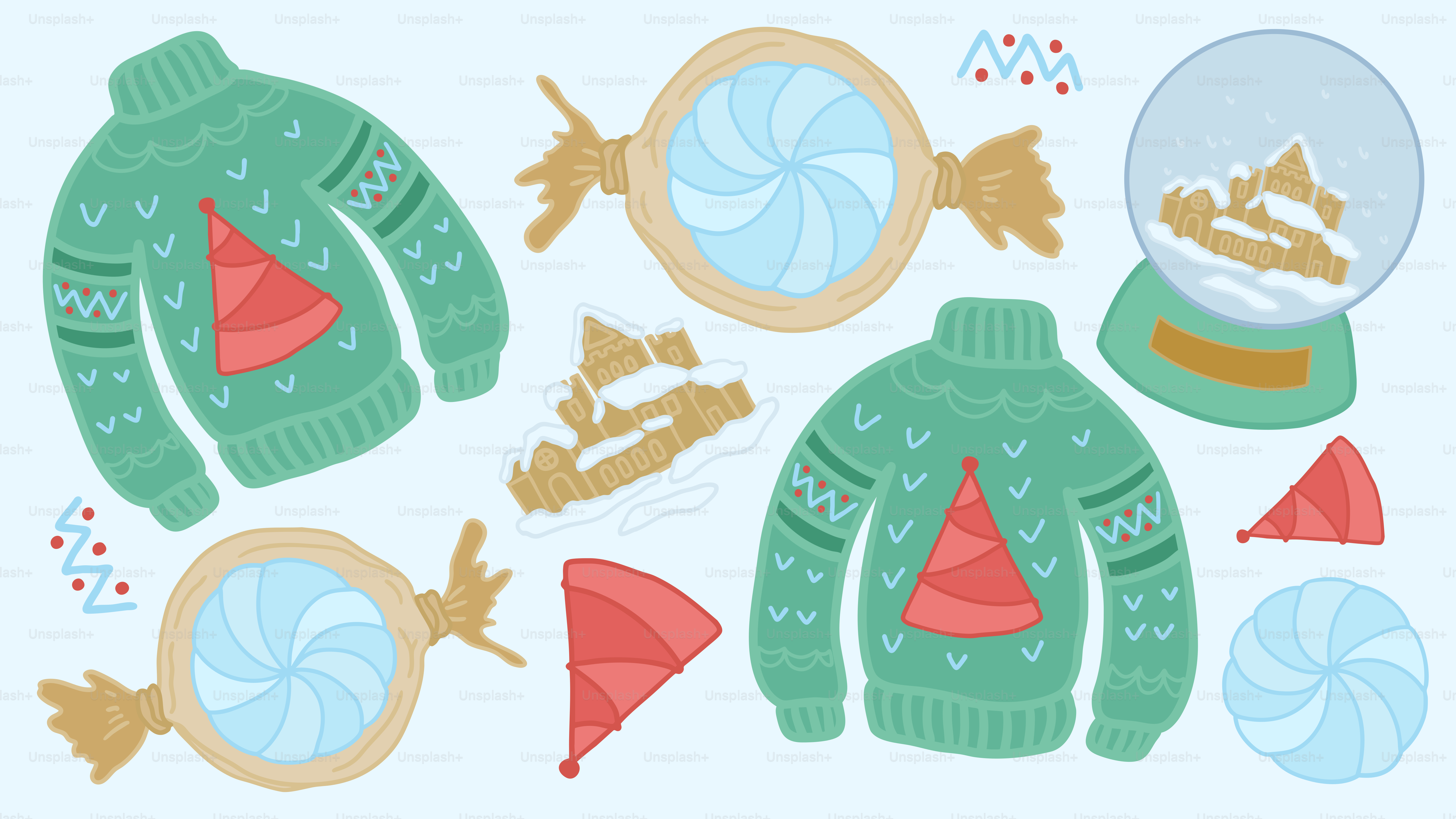 A picture of a snow globe and a sweater