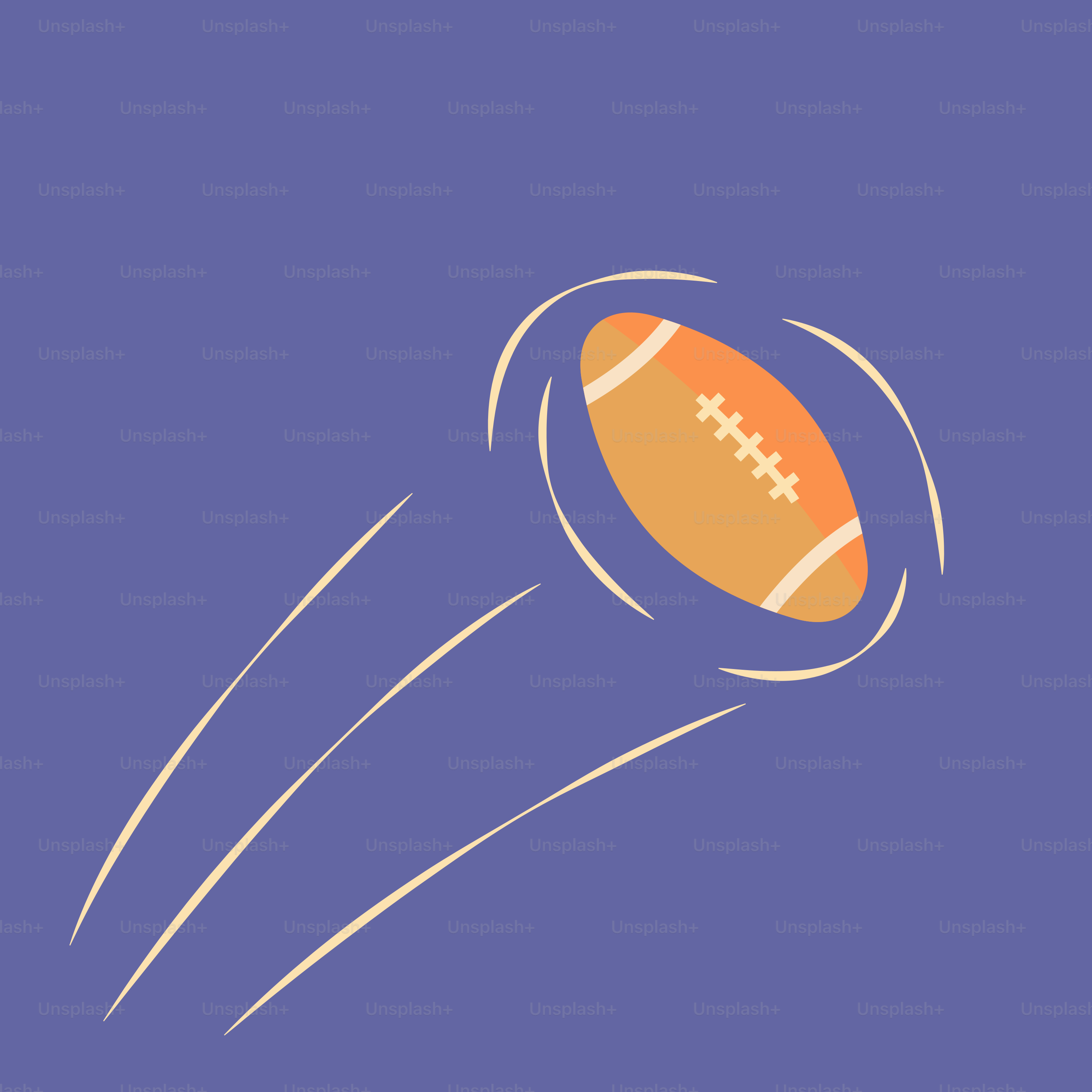 A football flying through the air with a blue background