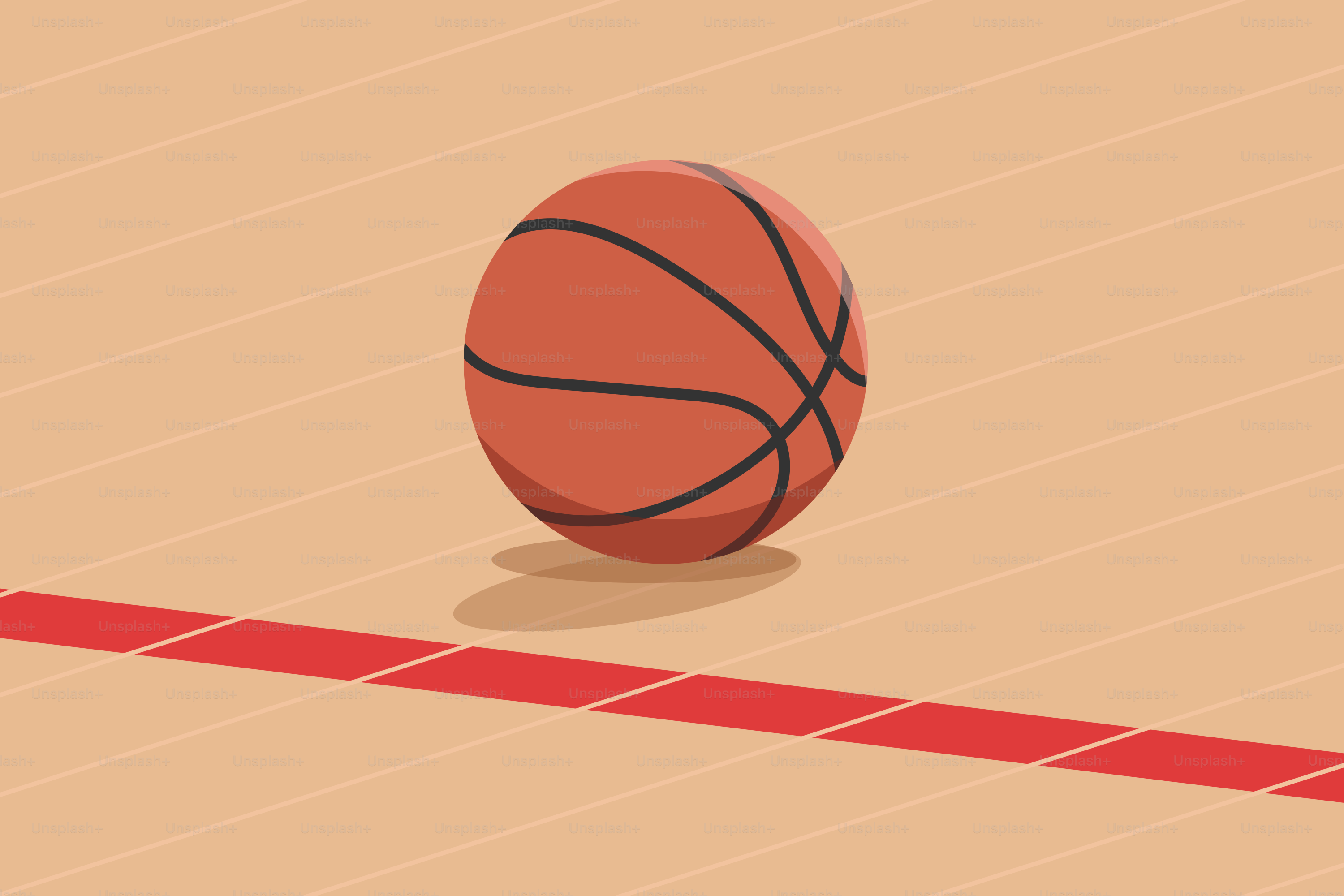 A basketball sitting on top of a basketball court