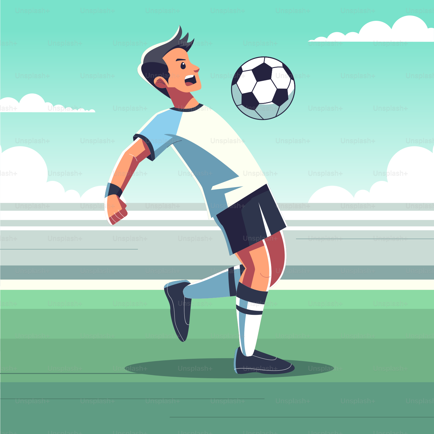 A man kicking a soccer ball on a field