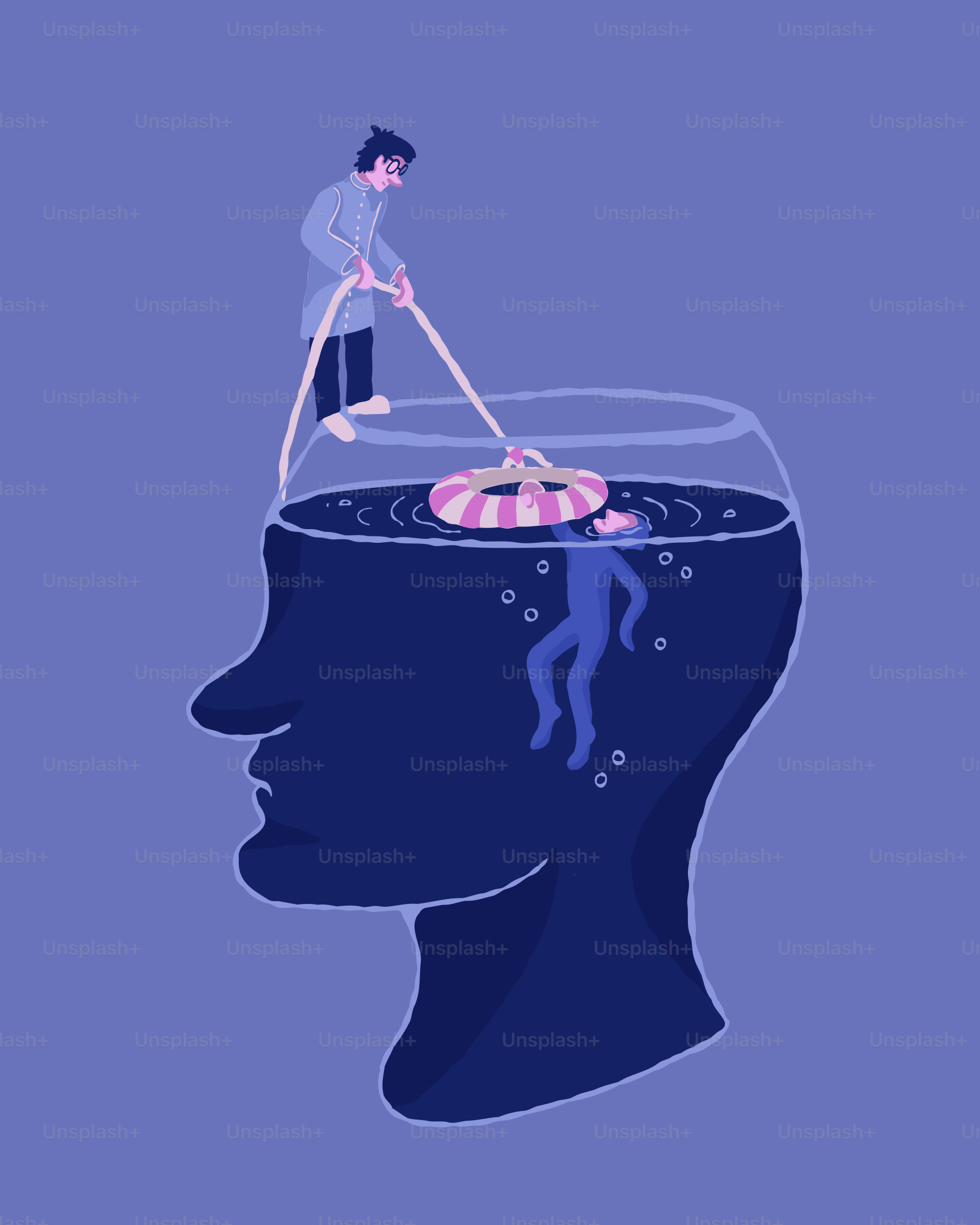 A man with a mop in his head