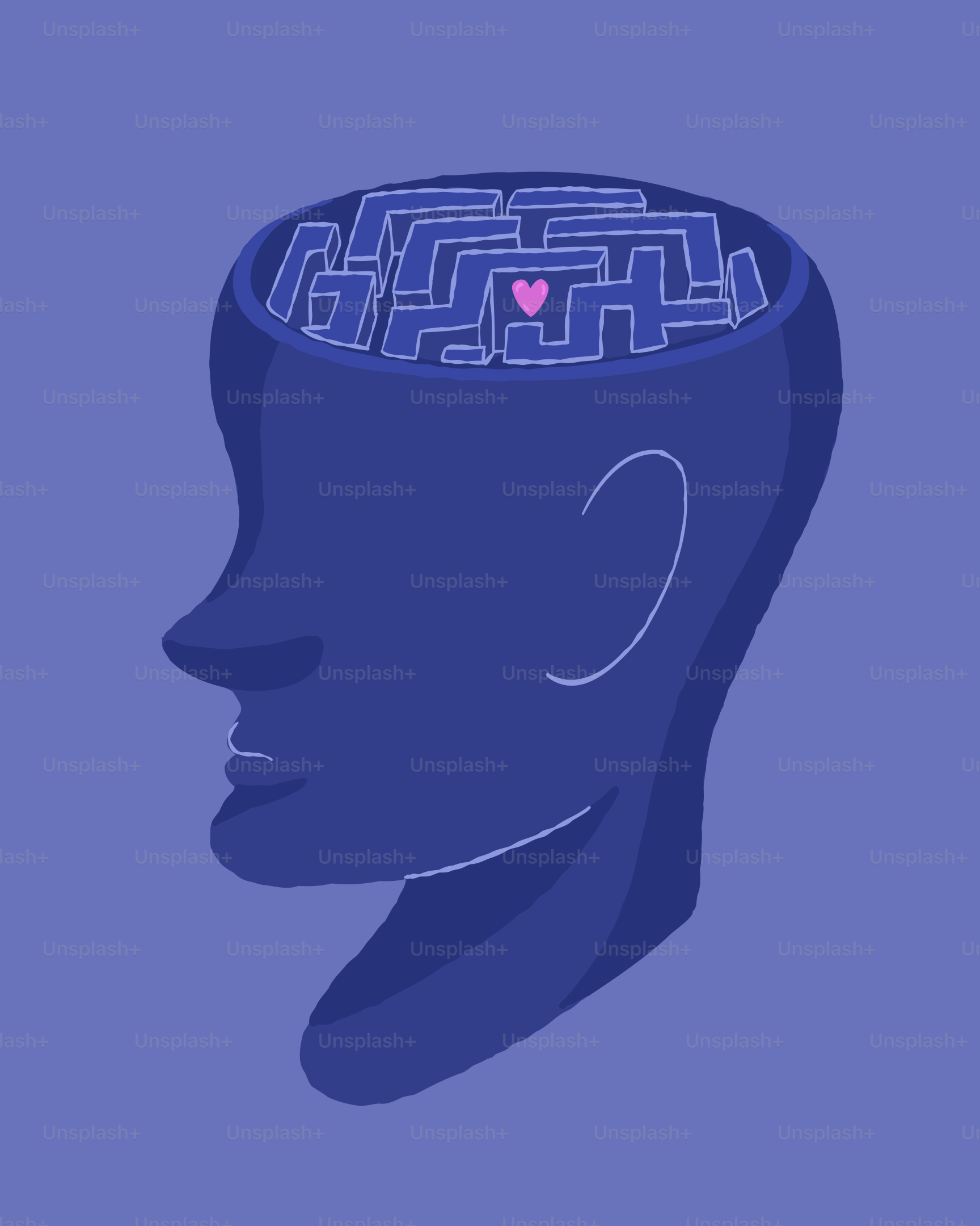 A man's head with a maze in it