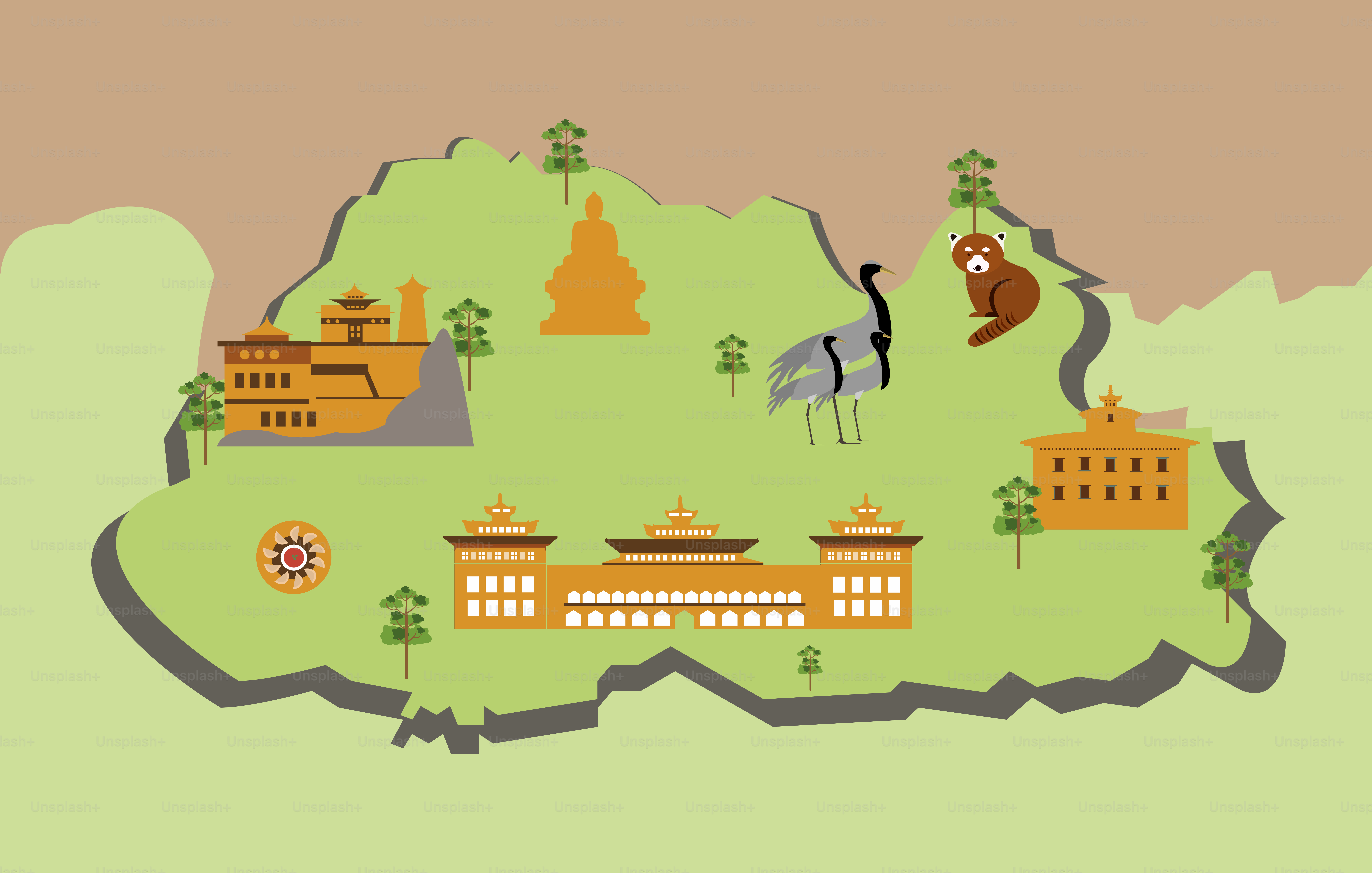 A map of a city with a bird on top of it