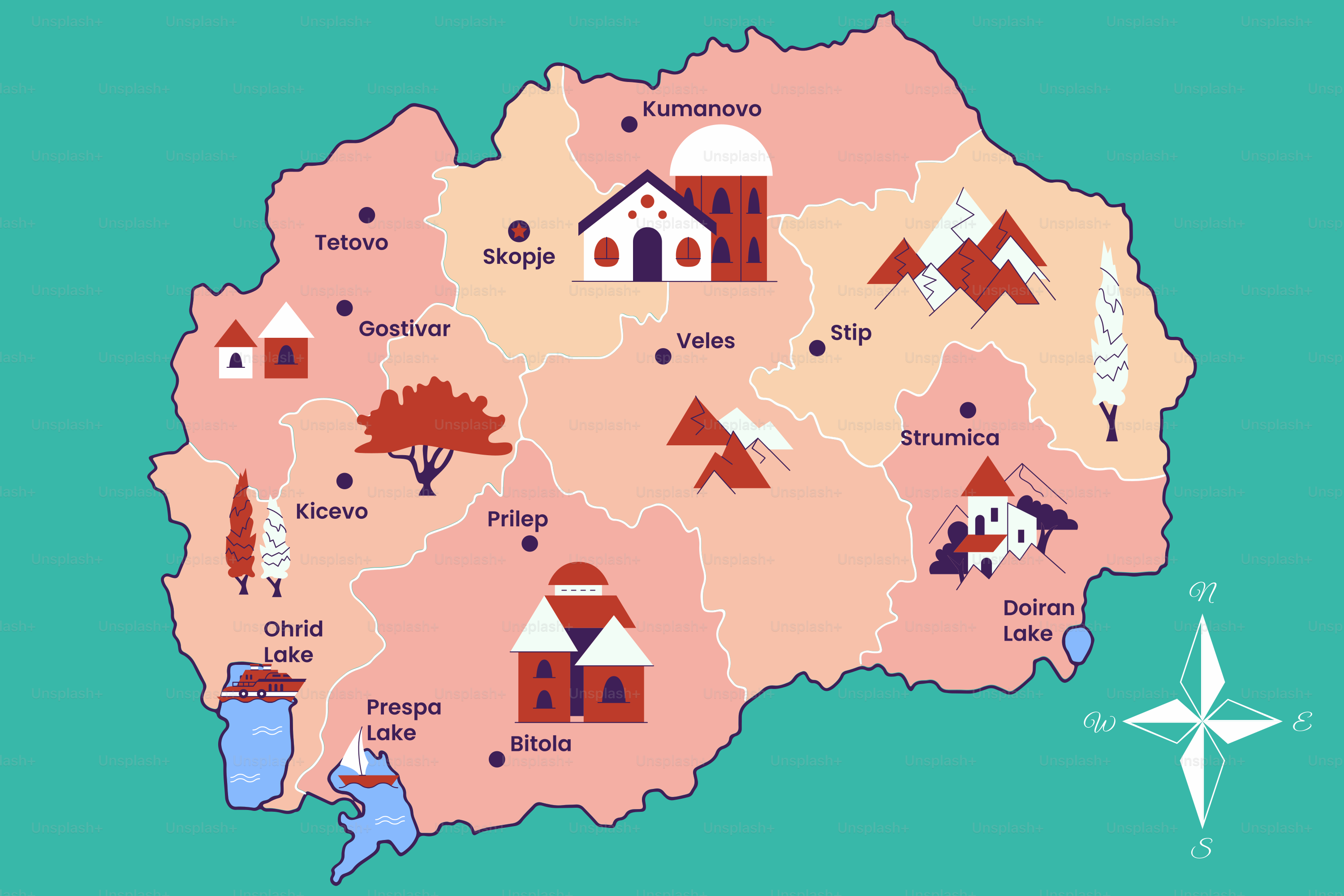 A map of the country of portugal