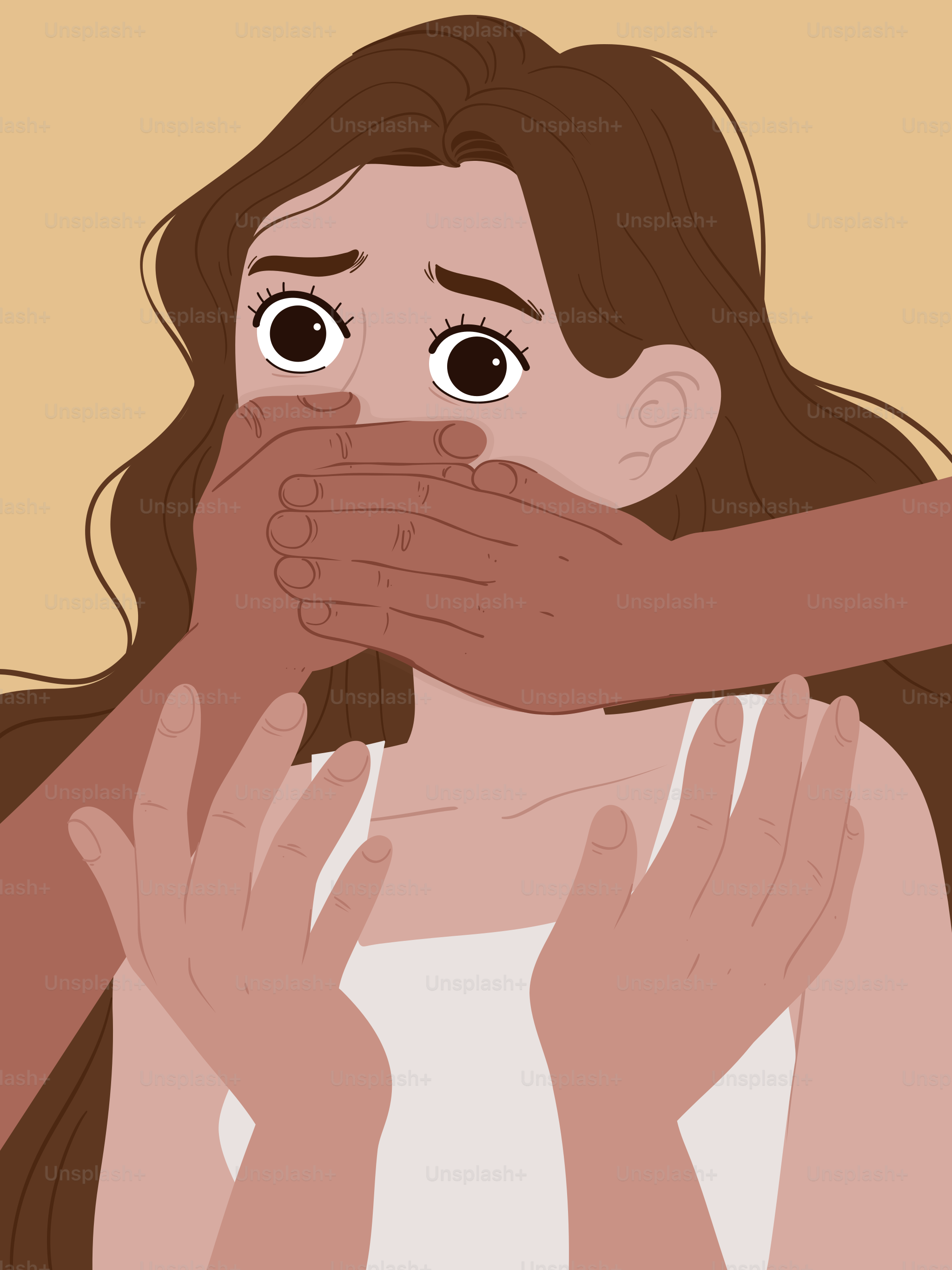 Eine Frau, die ihr Gesicht mit den Händen bedeckt