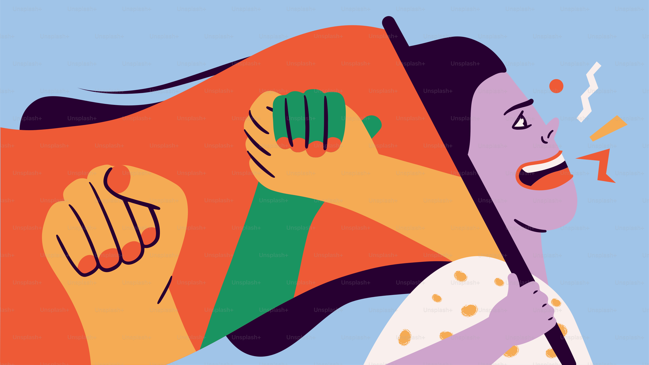 A man is holding a flag with his hands