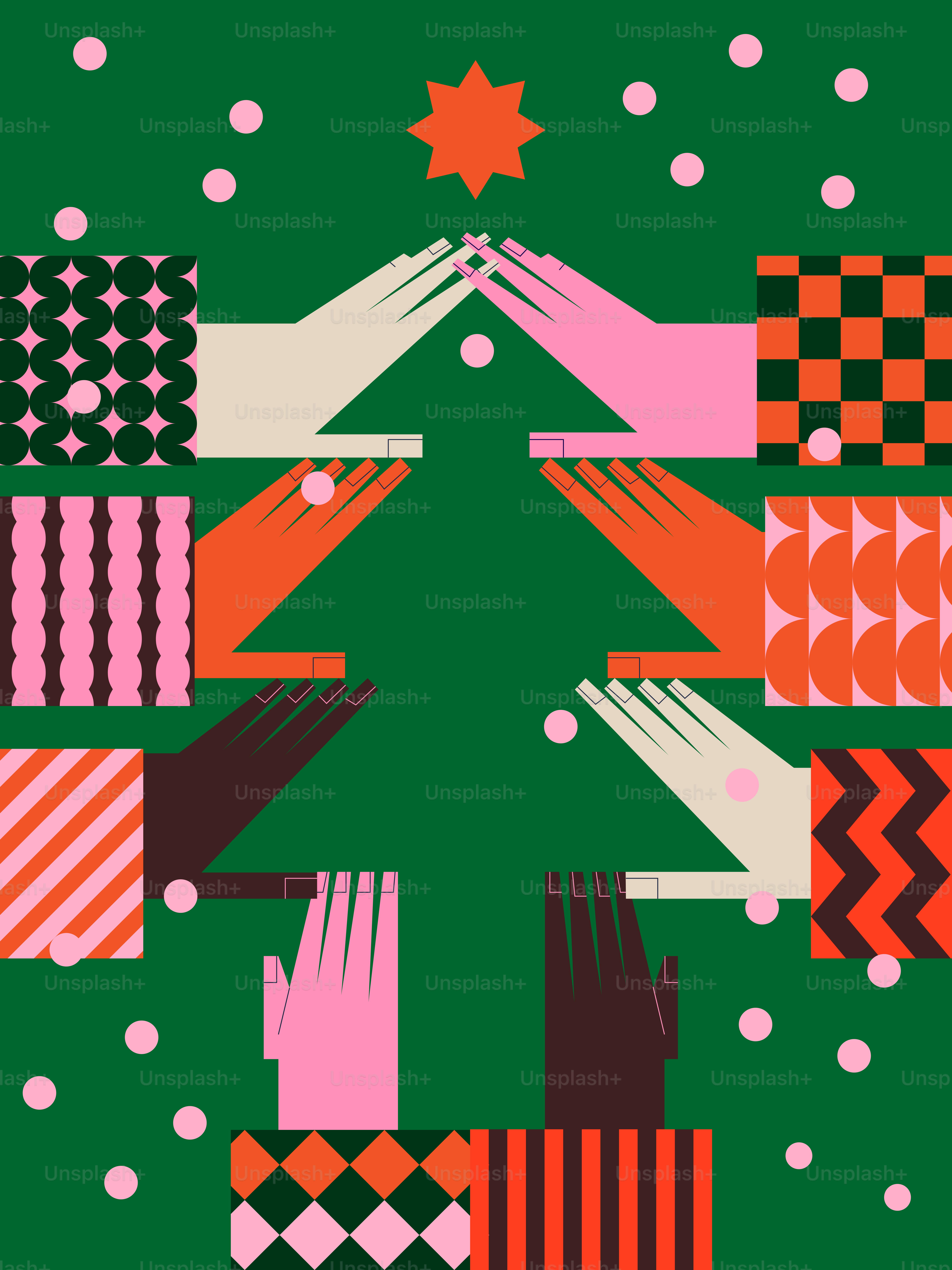 A christmas tree with hands holding each other