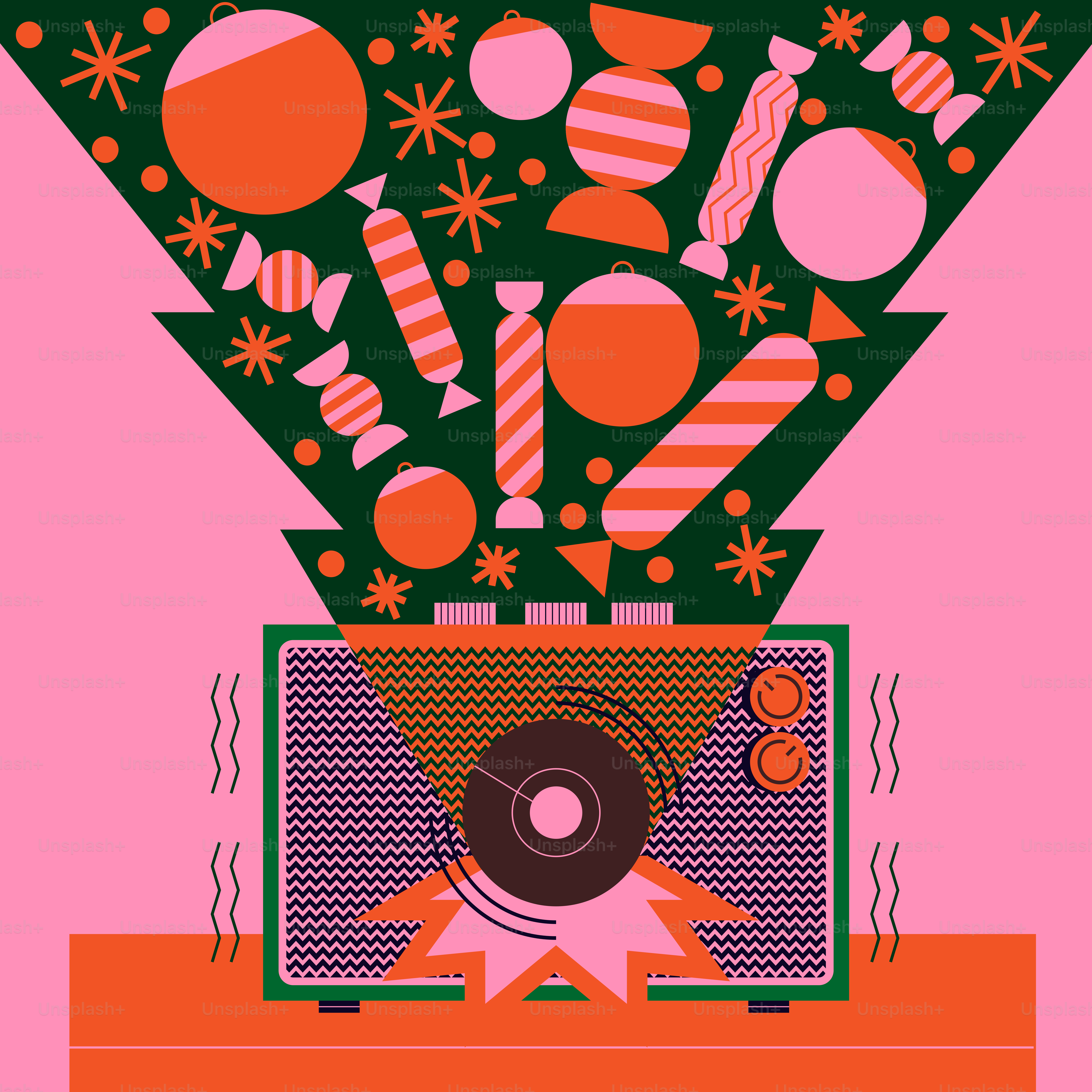 A picture of a TV with a bunch of decorations on top of it