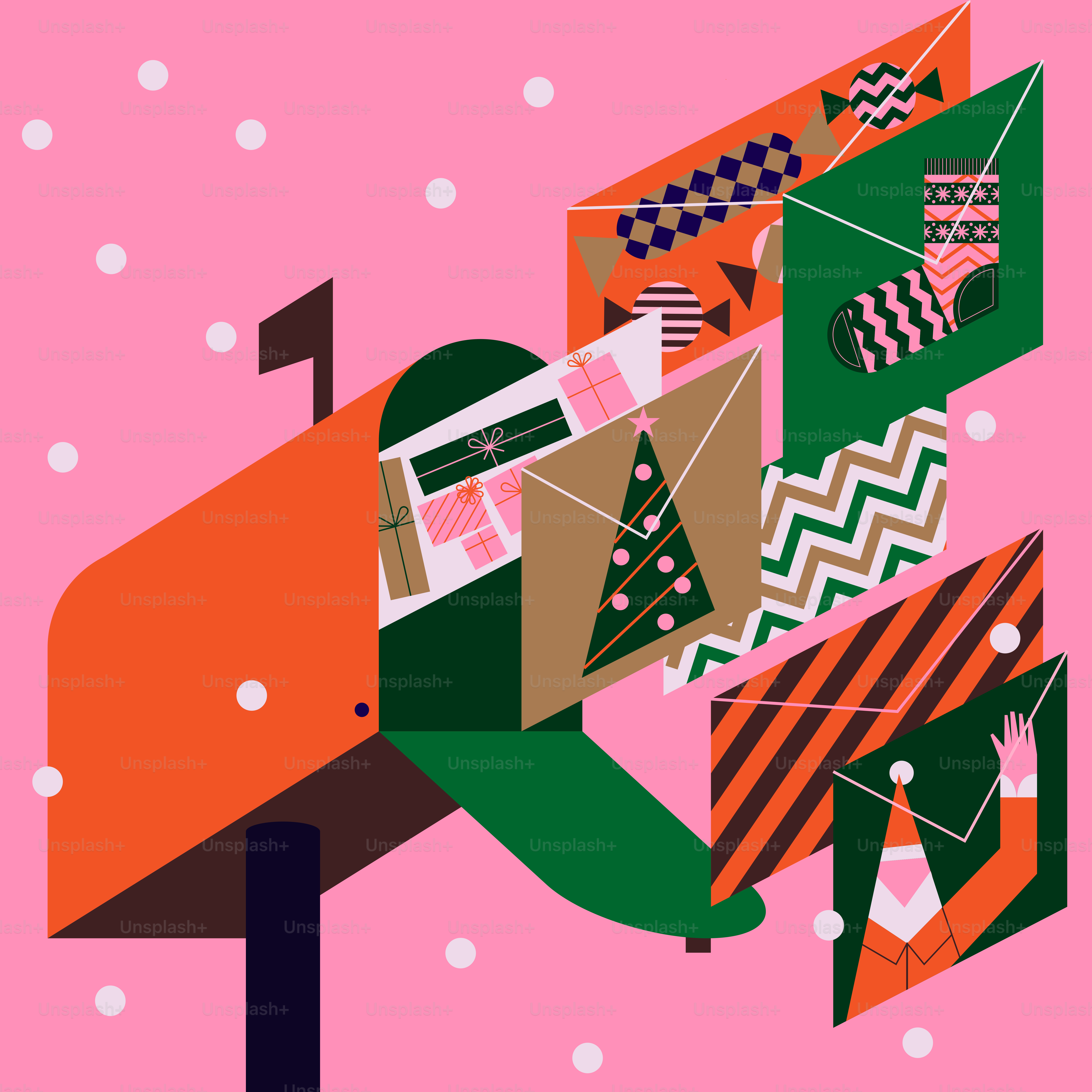 A colorful illustration of a mailbox in the snow