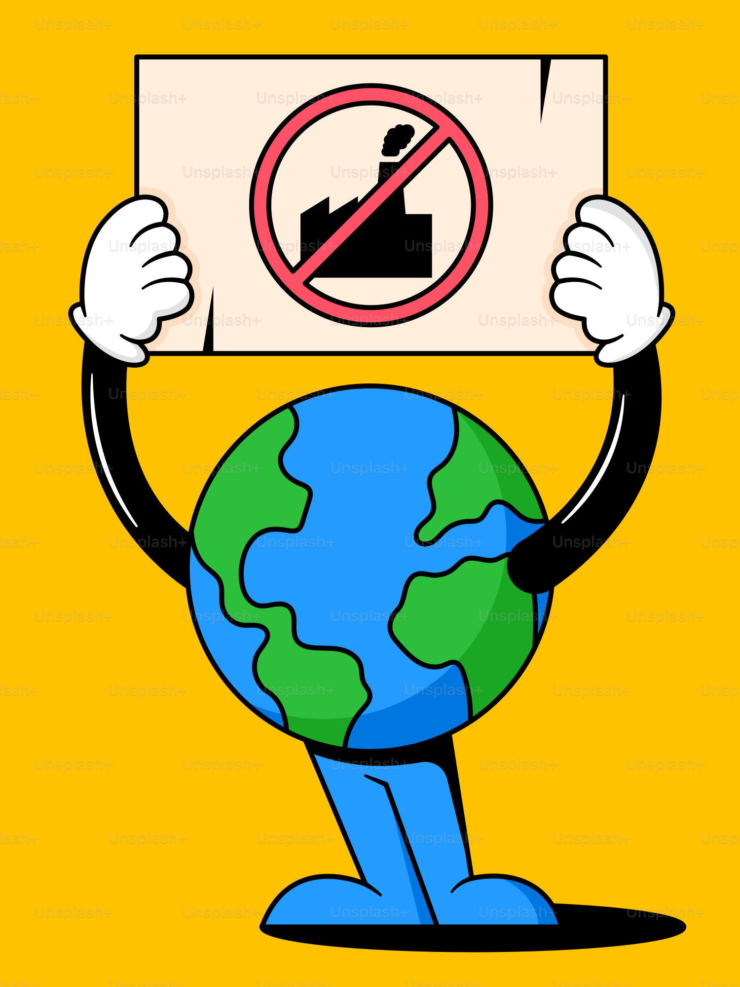 A person holding up a sign with a picture of the earth in front of them