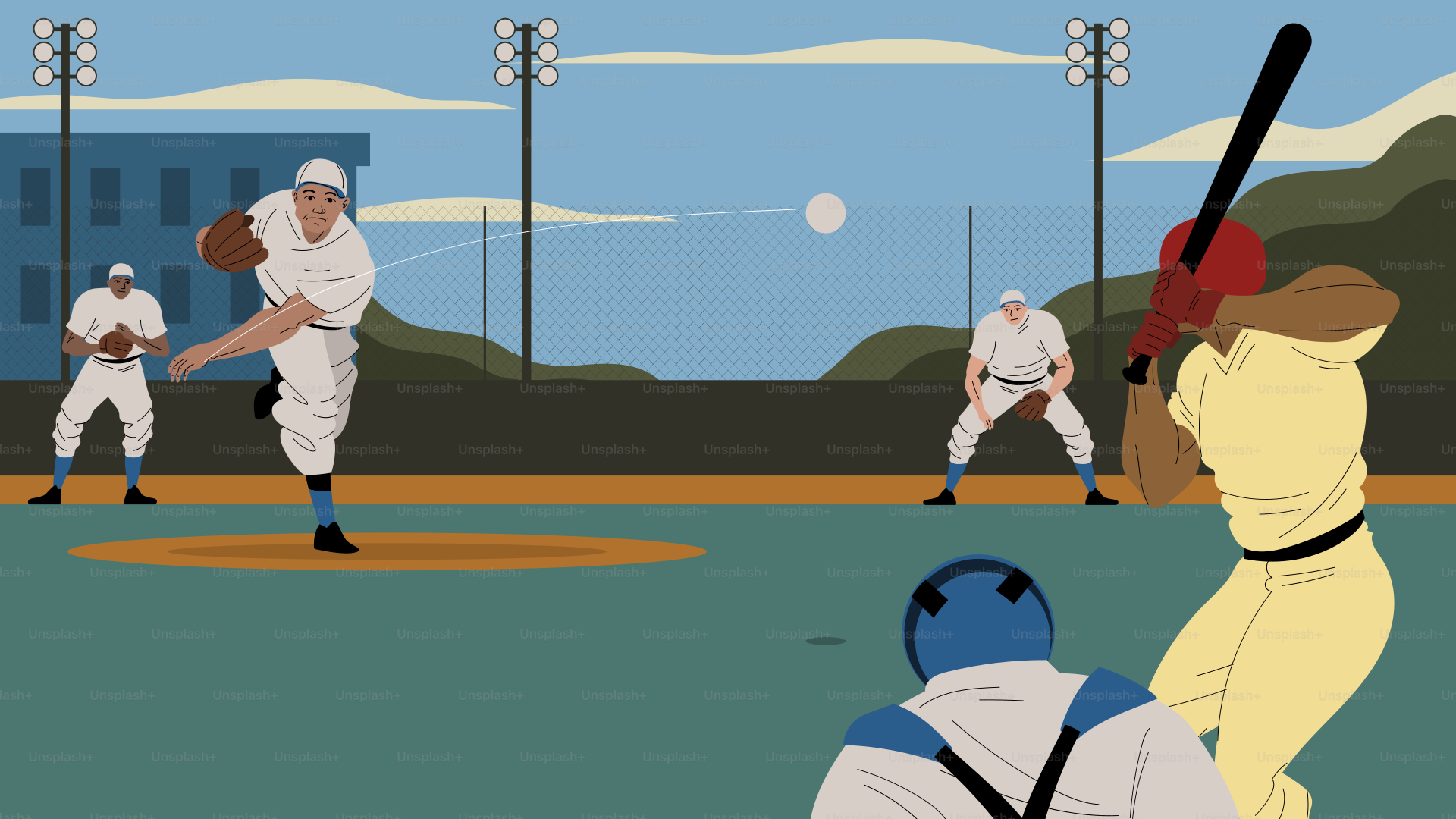 A baseball game is being played on the TV