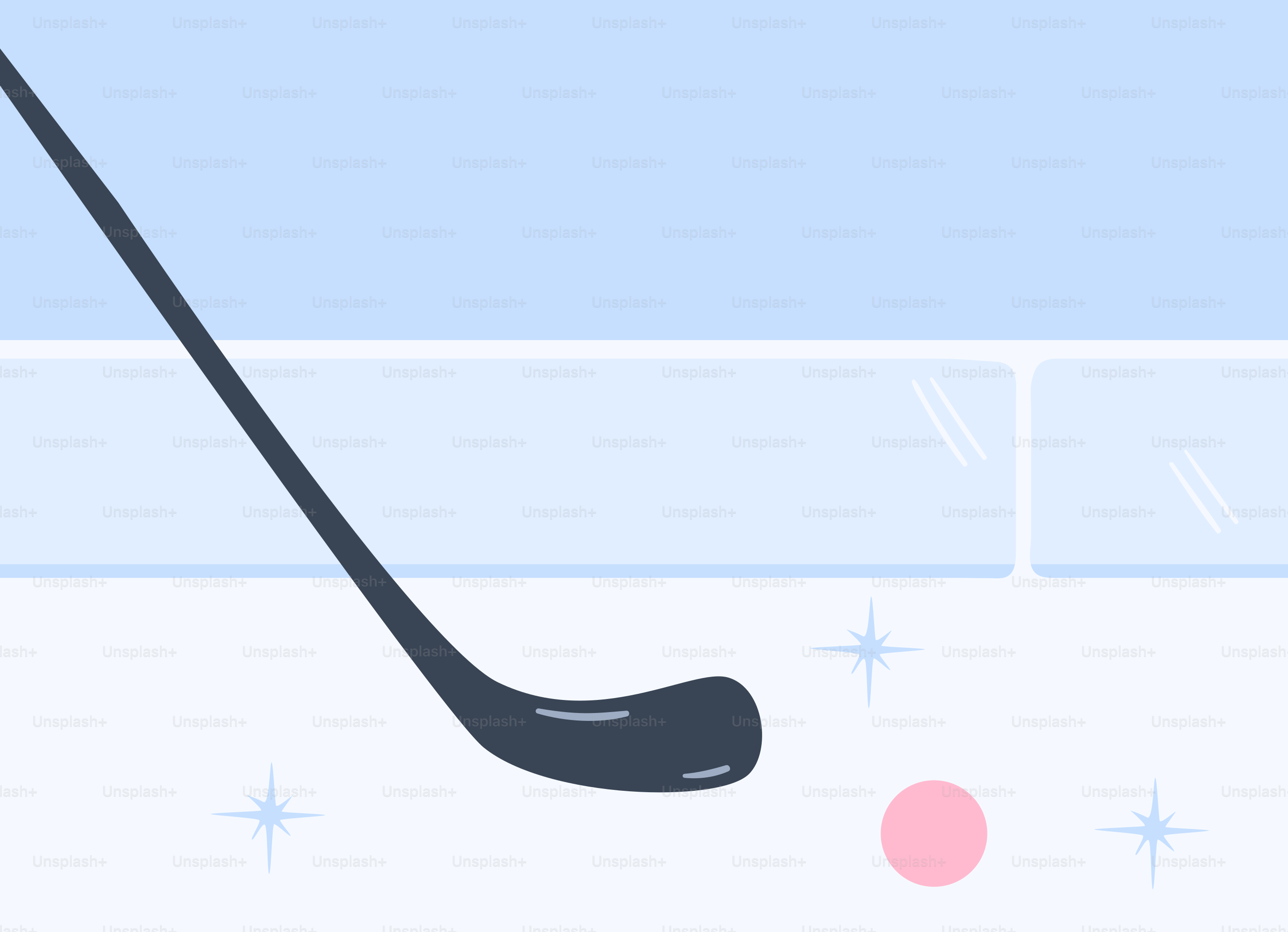 Un cartone animato di un bastone da hockey e un disco