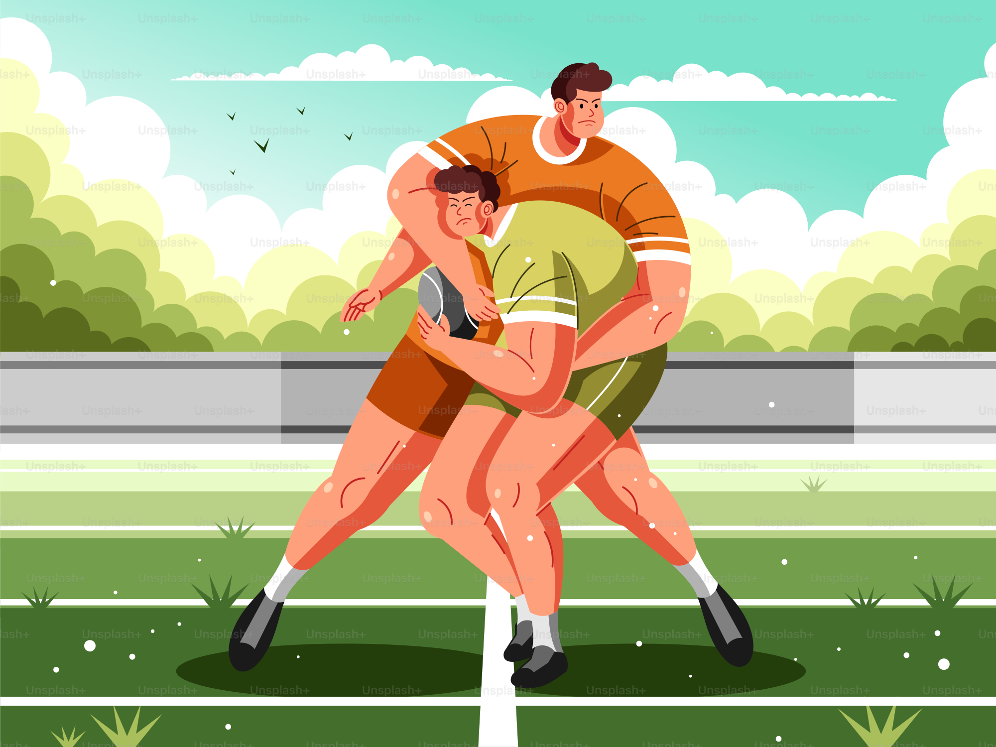 Un par de personas que están de pie en una cancha de tenis