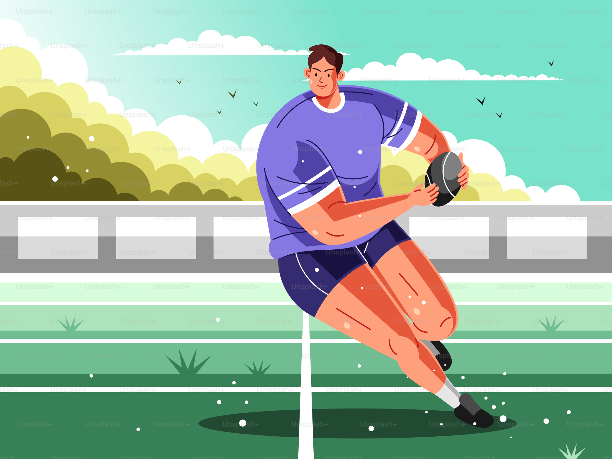 A man is playing soccer on a field