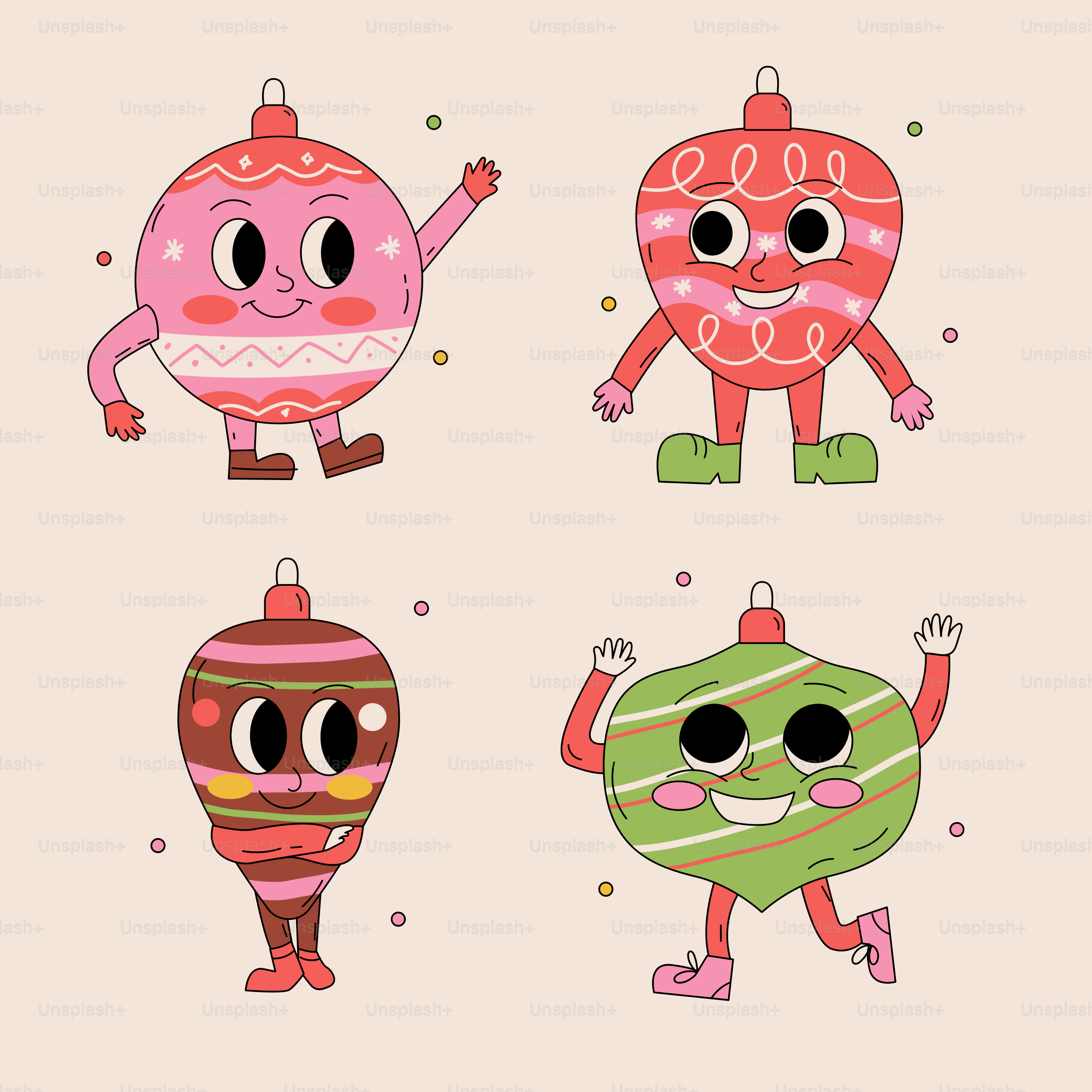 A group of cartoon characters with different expressions