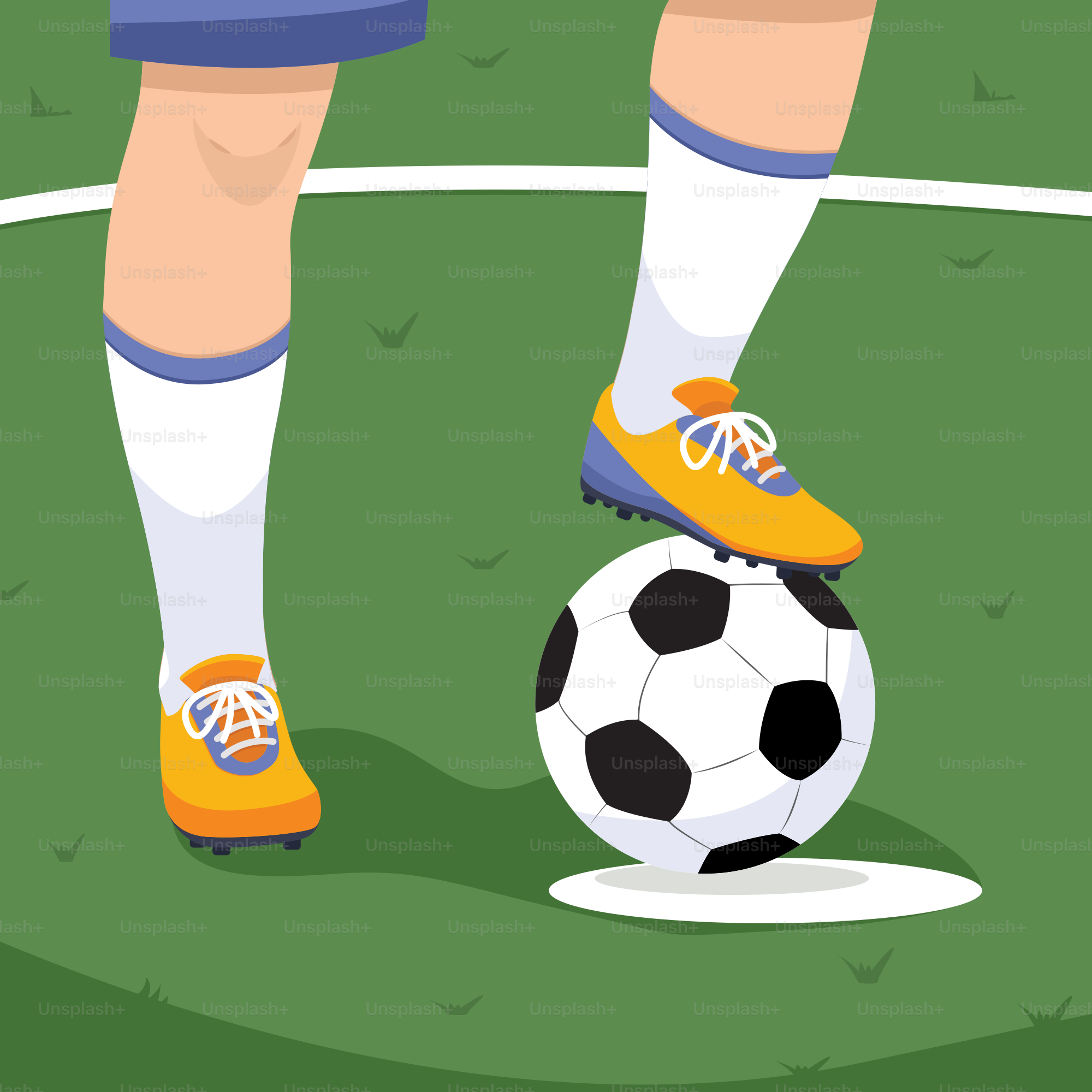 Una persona de pie sobre un balón de fútbol