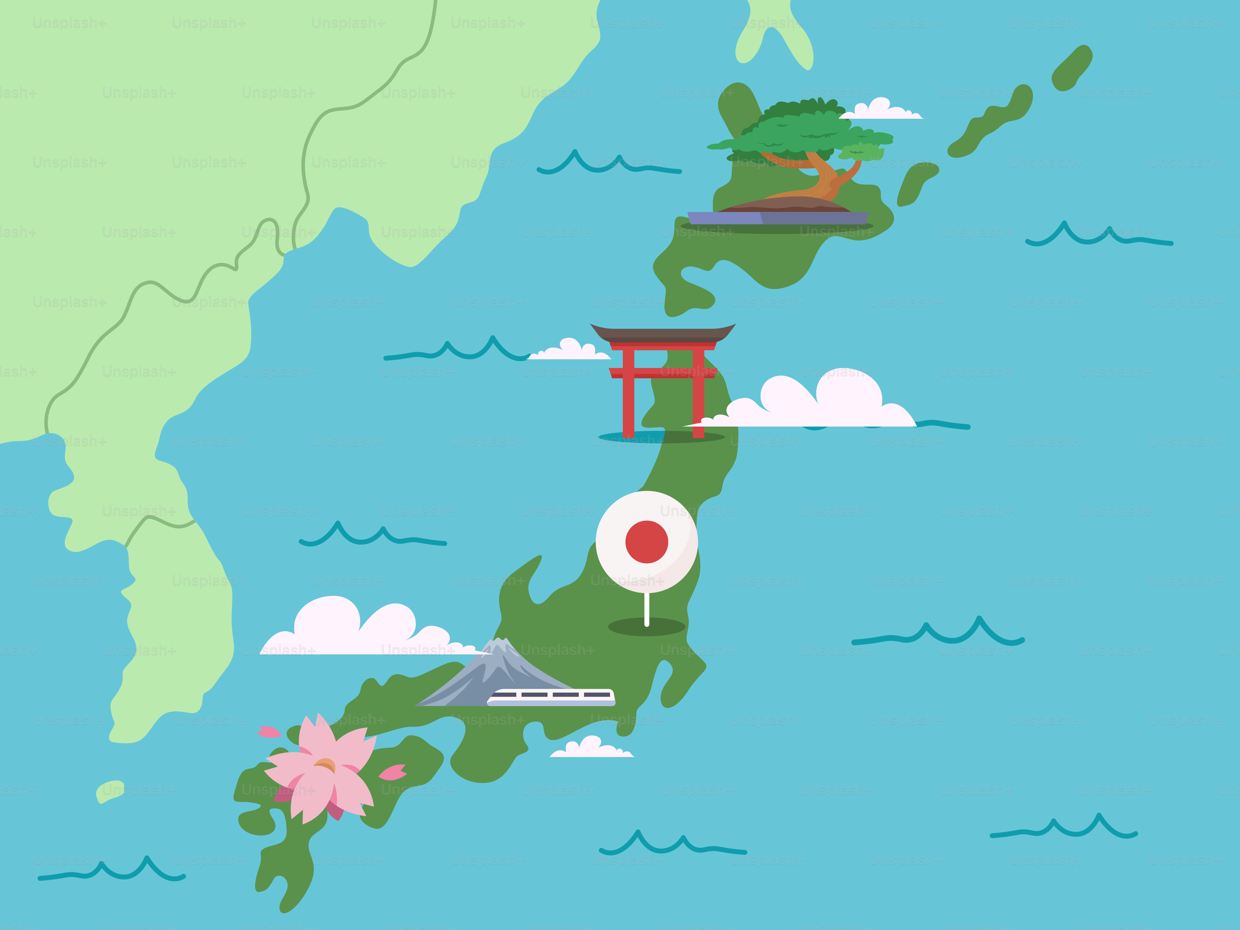 A map of the country of japan