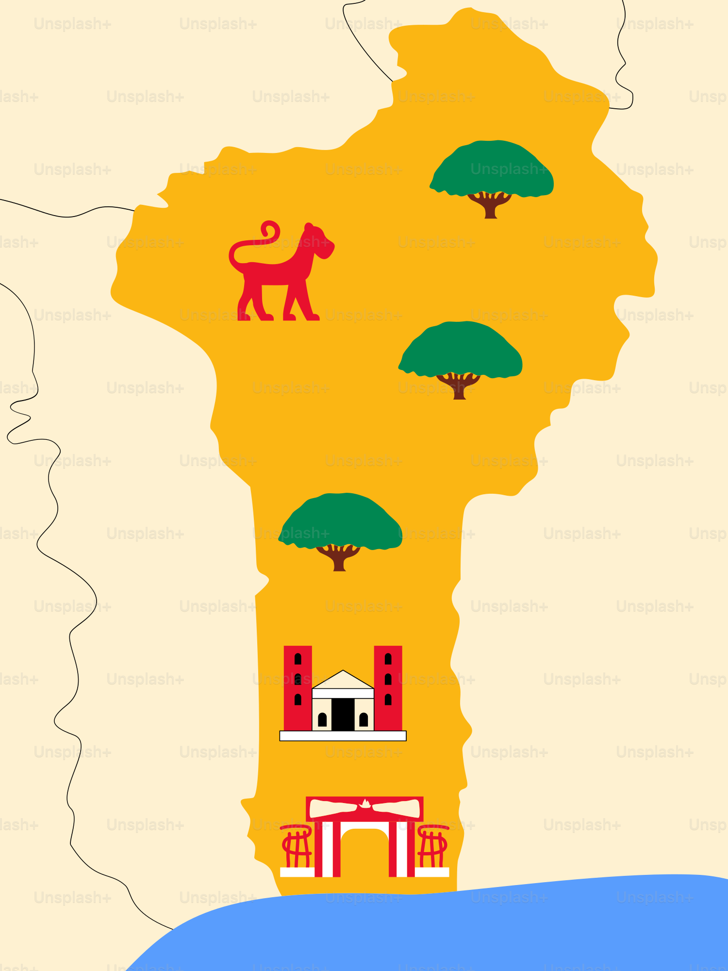 A map of the state of wisconsin with trees