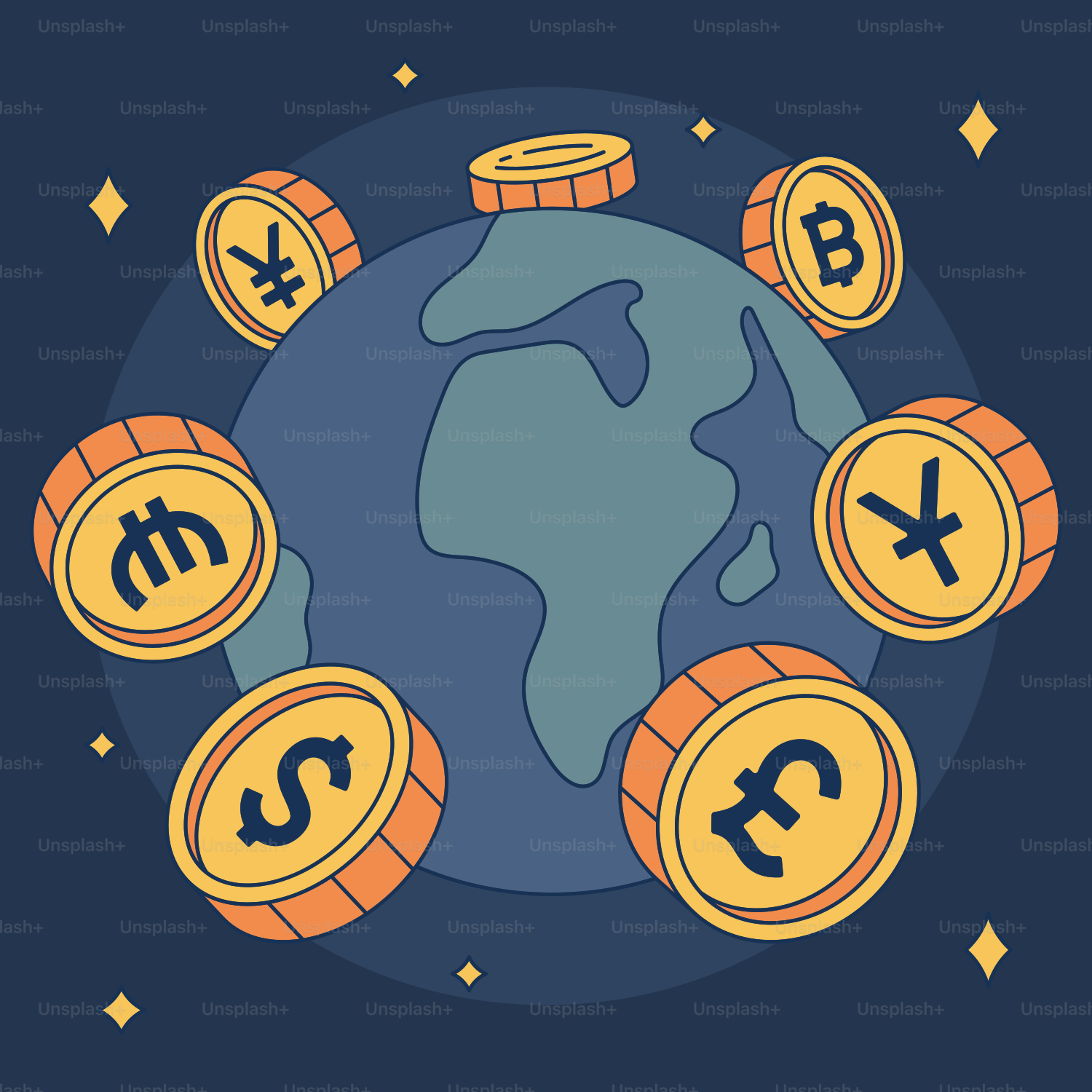 A picture of a globe with money coming out of it