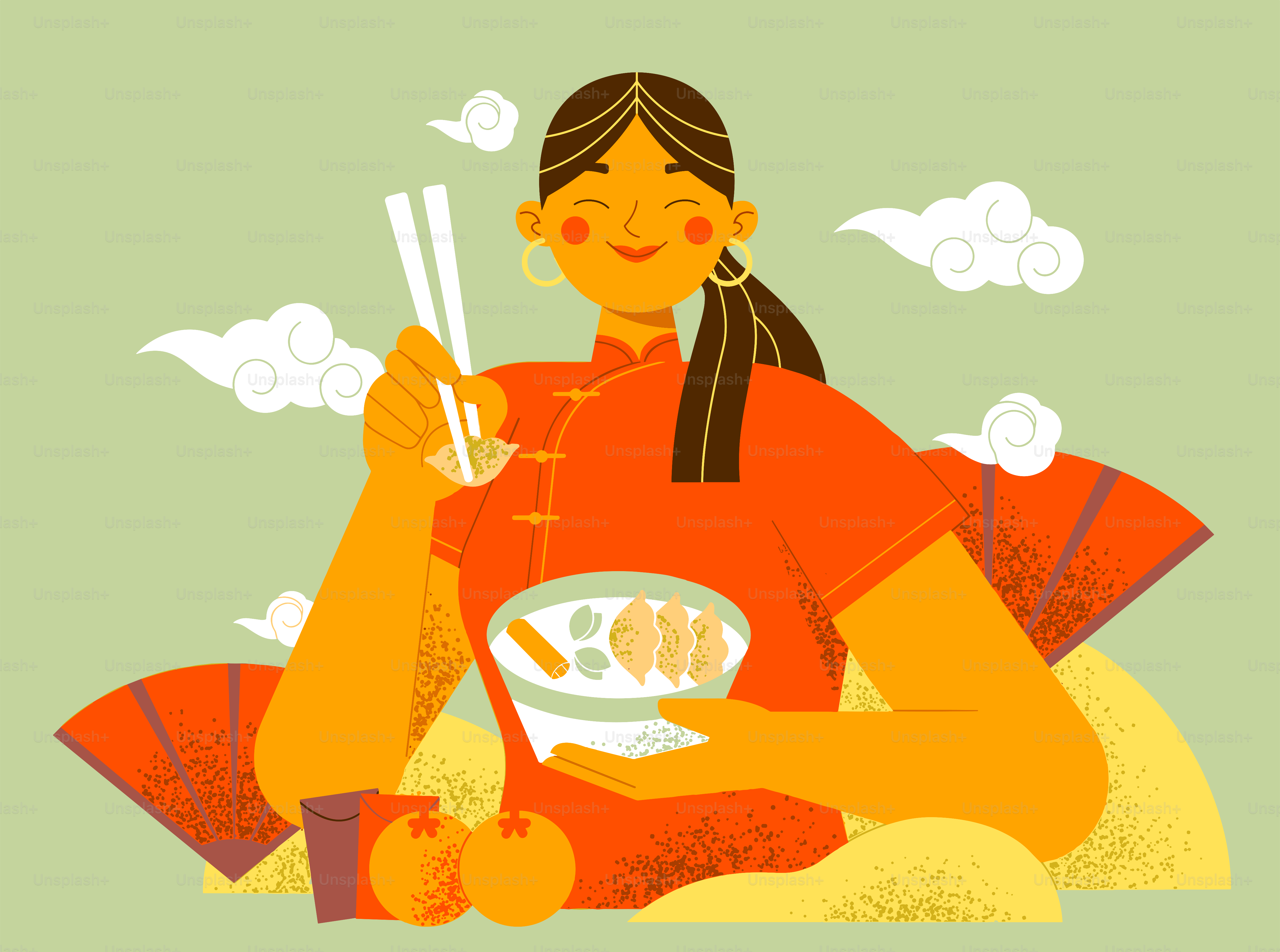 Una mujer comiendo sushi con palillos y palillos