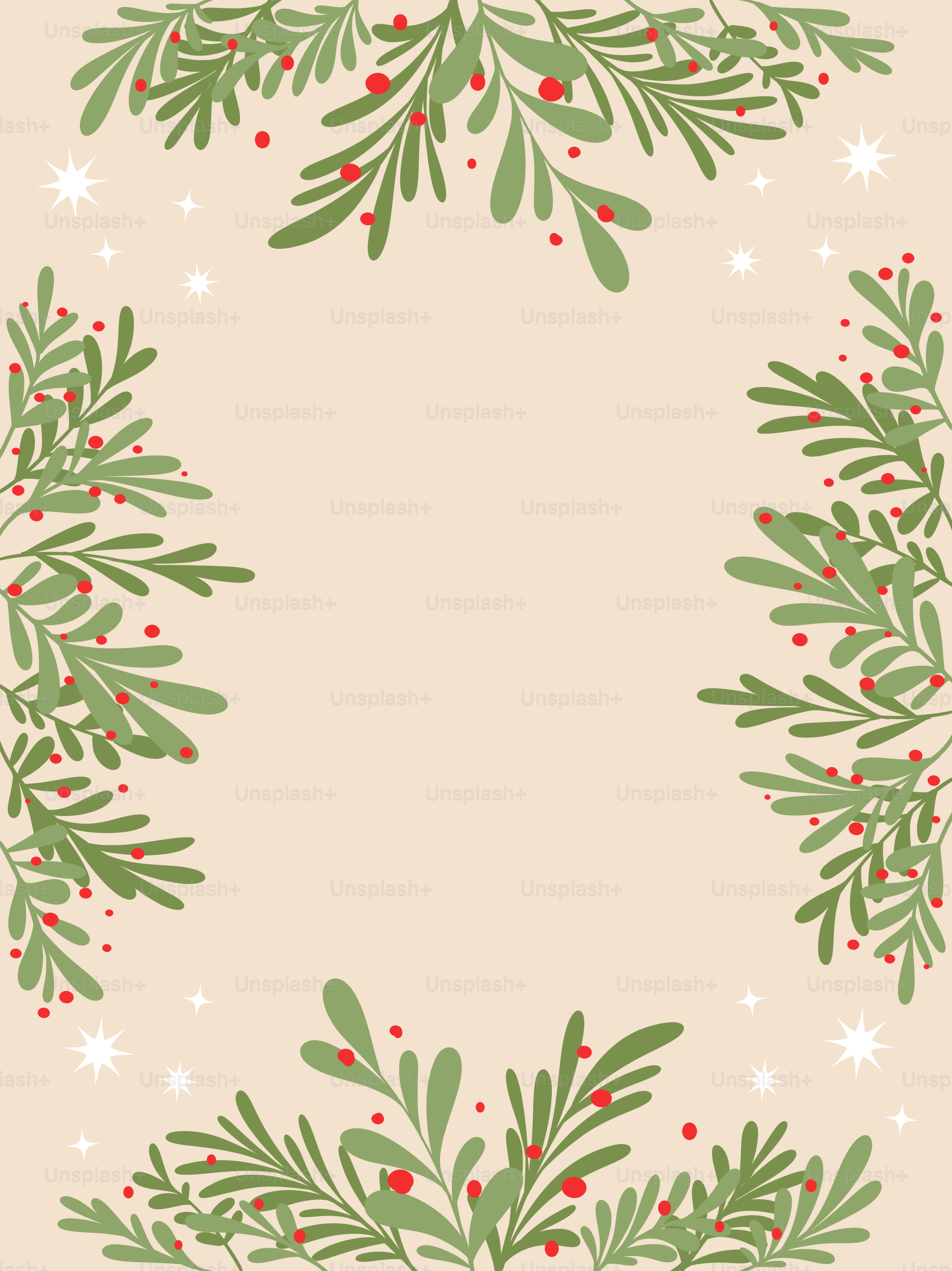 A christmas wreath with holly branches and red berries