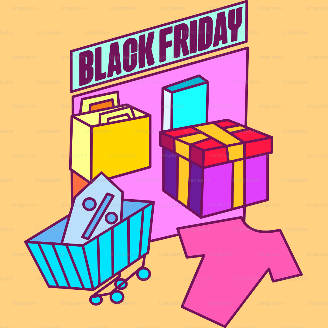 Obral Black Friday dengan keranjang belanja