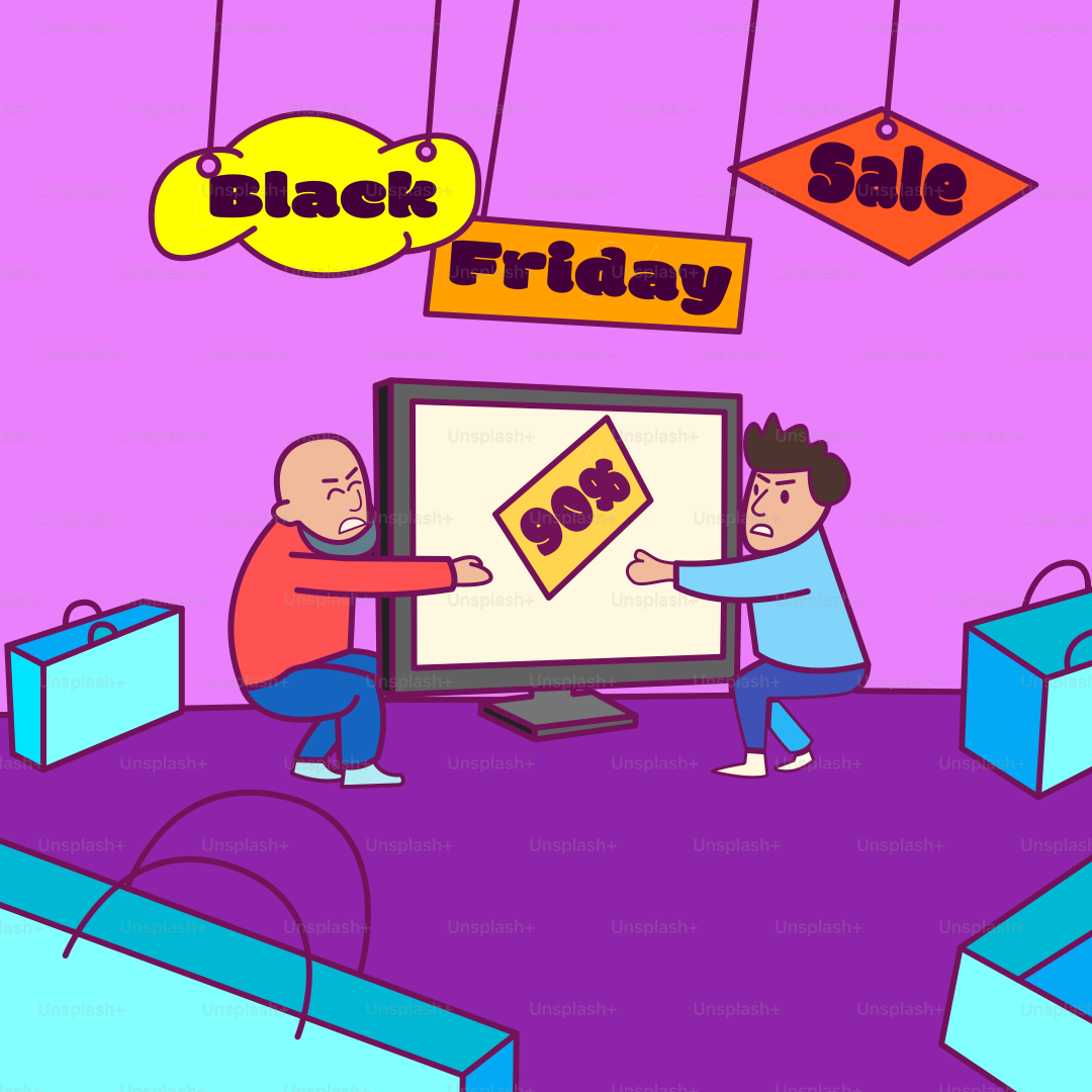Gambar kartun penjualan black friday
