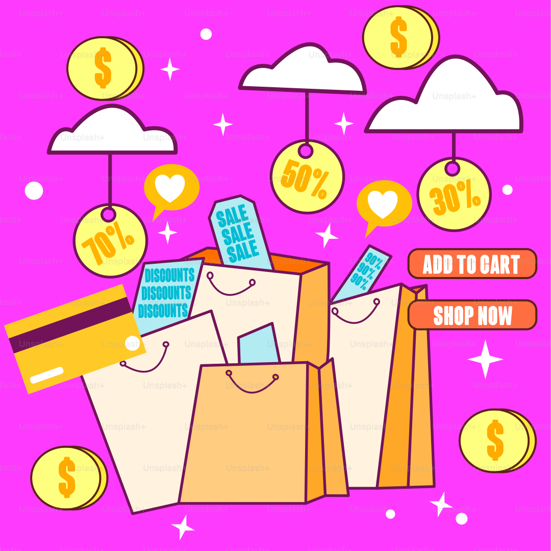 Un fond rose avec plein de sacs et beaucoup d’argent