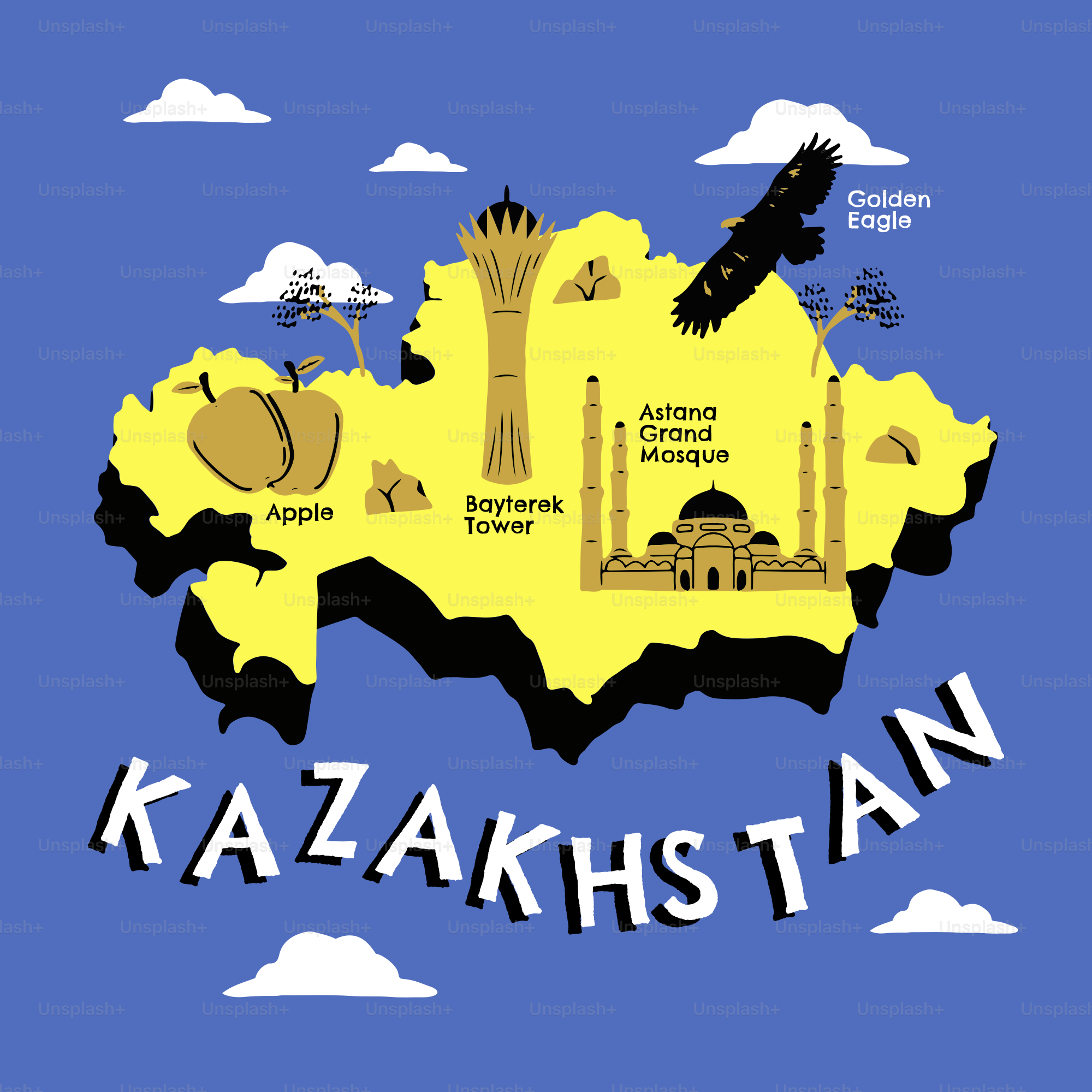 A map of the country of kazakhstan