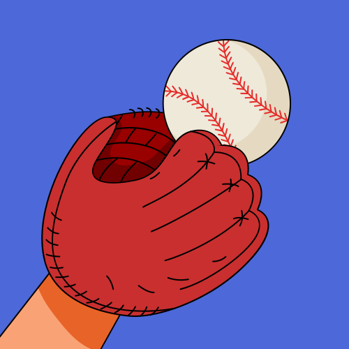 A hand holding a baseball in a glove