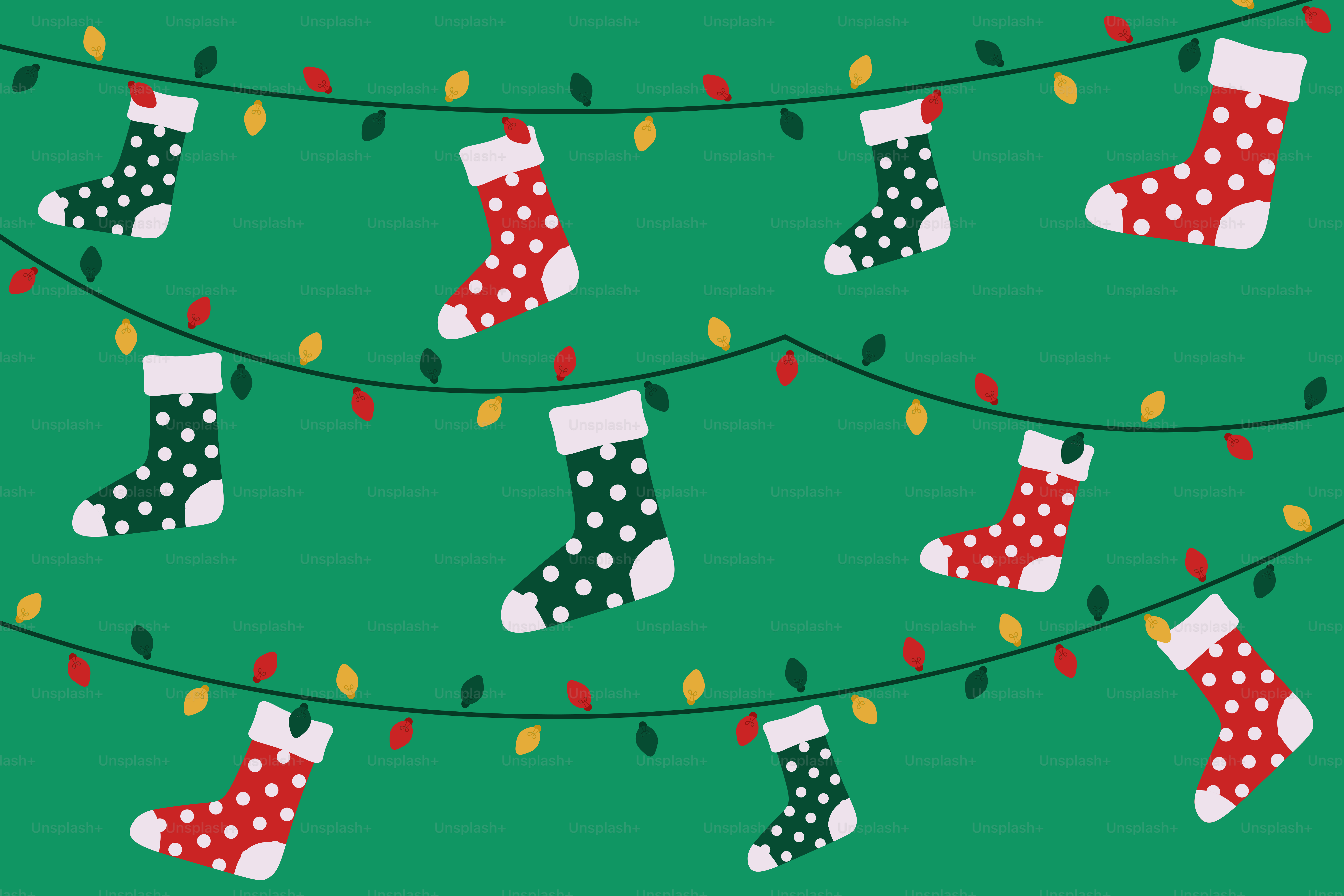 A christmas tree decorated with stockings and lights